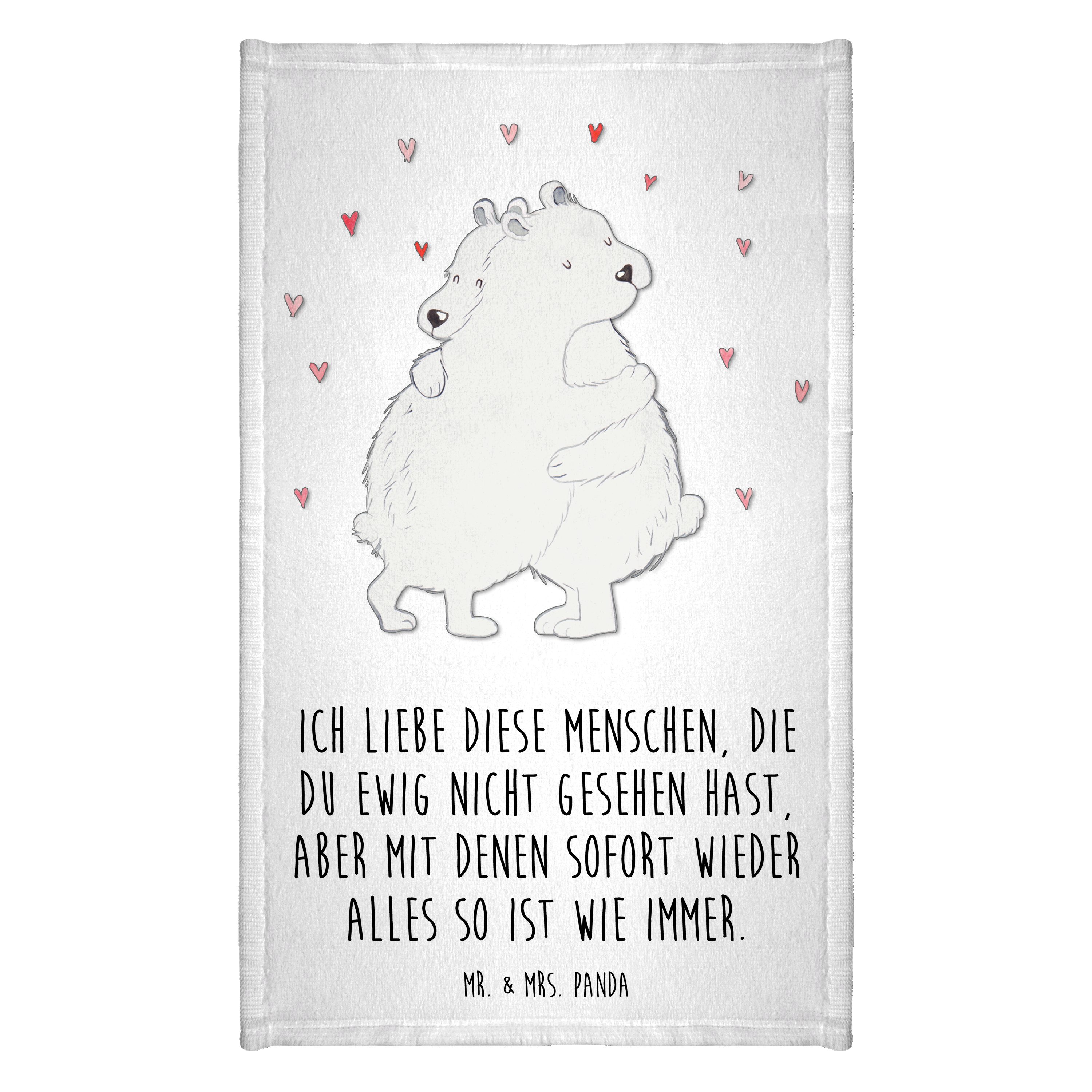 Handtuch Eisbär Umarmen - Weiß - Geschenk, Frottier, Reisehandtuch, Kinder Han