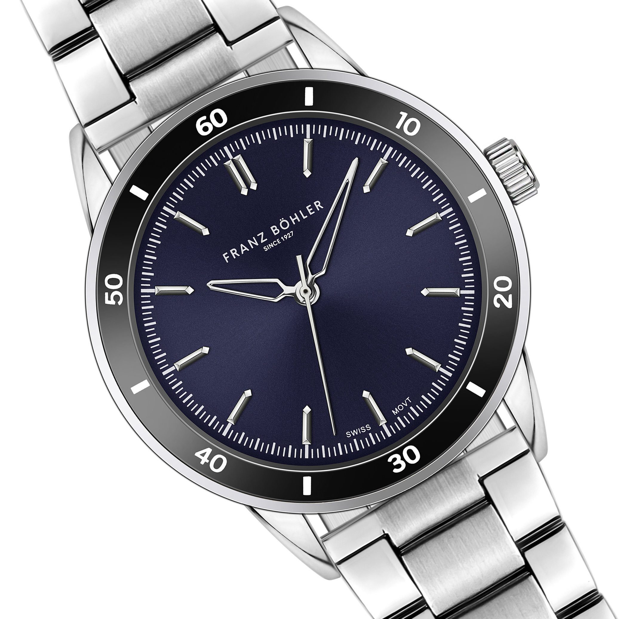 FRANZ BÖHLER Quarzuhr BB9-B090S Sihl Silver Link