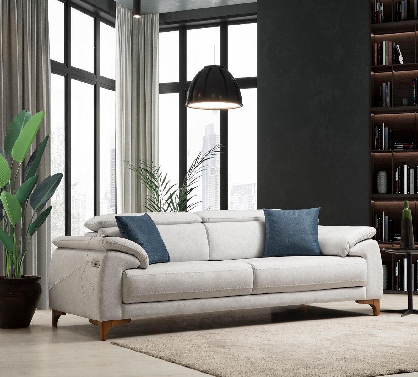 JVmoebel Teile, 1 Polstersofa Wohnzimmer Design Modern in Möbel Neu, Made 3-Sitzer Sofa Luxus Europa Grau