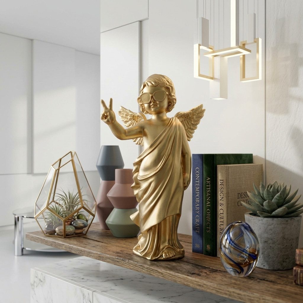 Home-trends24.de Weihnachtsfigur Engel goldfarben Deko Figur Peace Weihnachten Polyresin Höhe 29 cm (1 St)