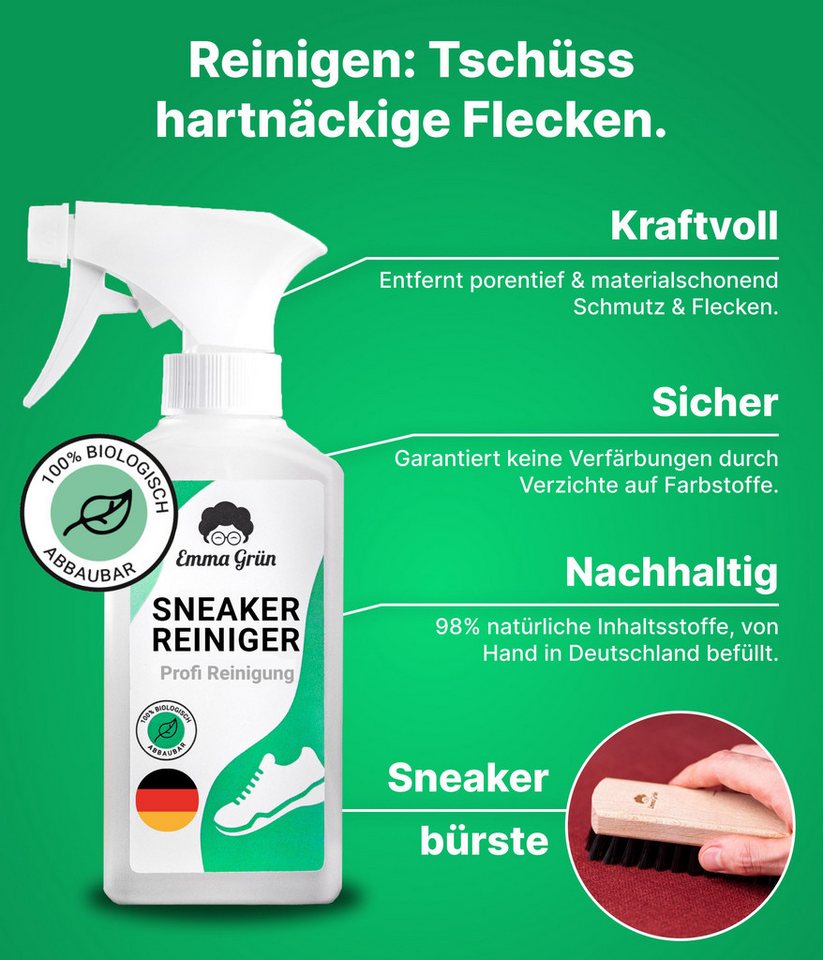 Thumbnail - Emma Grün Sneaker-Reiniger mit Putzmittel & Zubehör, Set- Schuhreiniger (für effektive Reinigung & strahlende Sneaker, S...