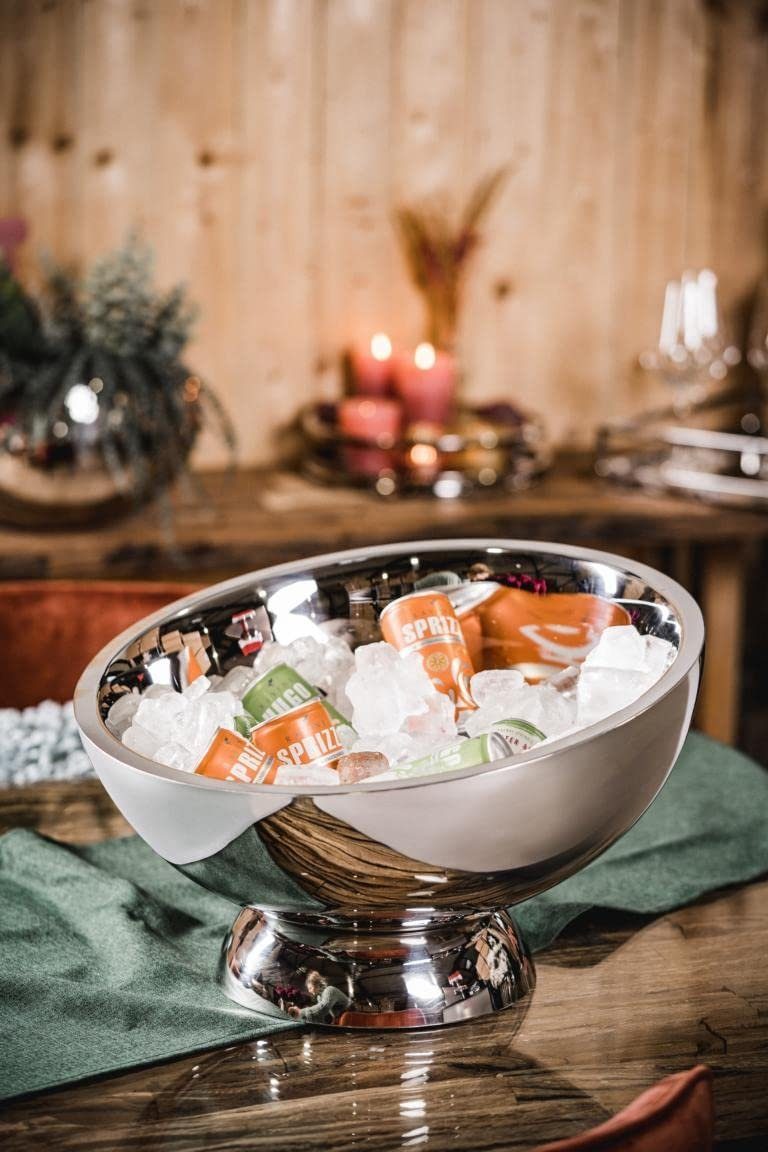 MichaelNoll Wein- und Sektkühler Champagnerkühler doppelwandig Flaschenkühler Edelstahl Silber - 43 cm