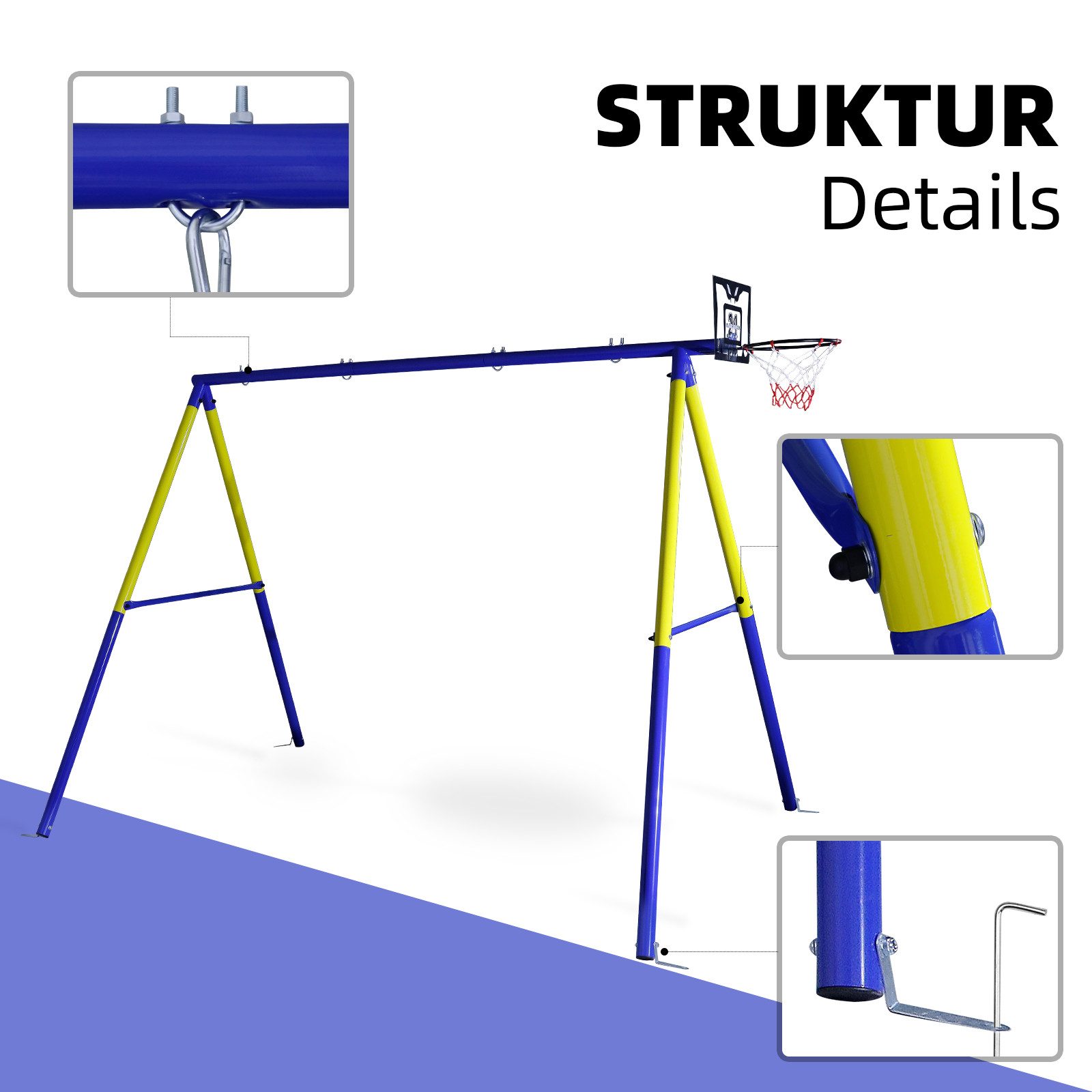 CCLIFE Doppelschaukel Schaukelgestell Outdoor 200 kg Schaukelgestell Metall Kinderschaukel, (1-tlg)