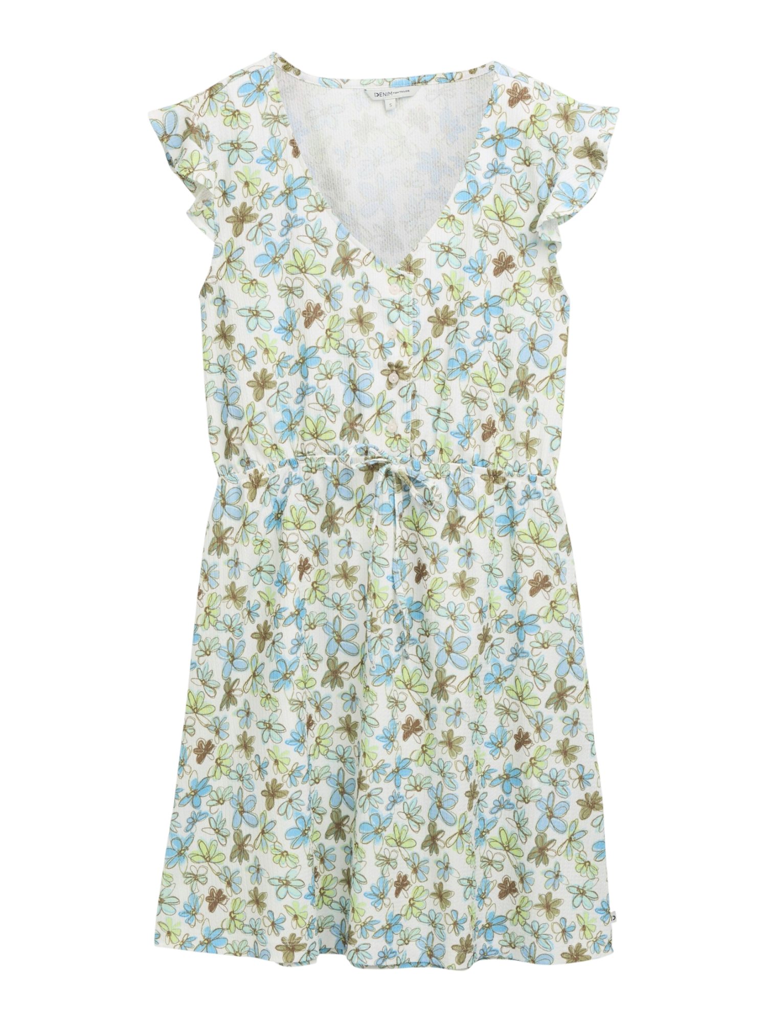 TOM TAILOR Denim Midikleid H bunt,Casual,Polyester,Floral,V-Ausschnitt,Kurz,Regular Fit