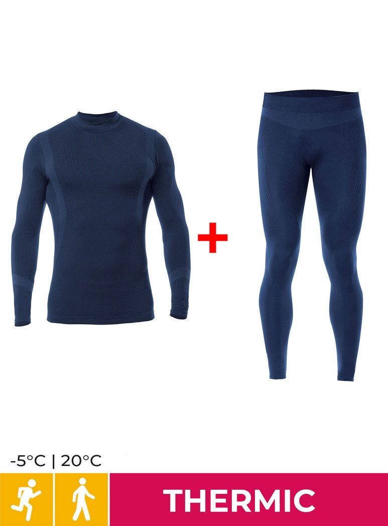 T-Shirt Funktionsunterwäsche-Set (Hose + Langarmshirt) Thermic blau Kinder