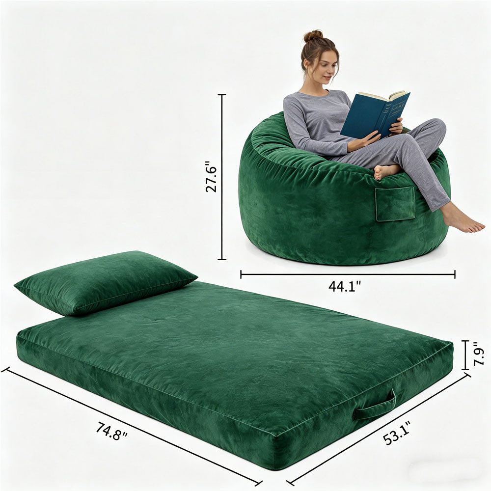 GarveeMore Sitzsack 4 in 1 wandelbarer Sitzsack Sessel Bett Flanell Faulsofa – Bild 5 von 5