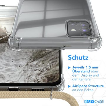 EAZY CASE Handykette Kette Clips Schwarz für Samsung Galaxy M31s 6,5 Zoll, Handykordel Umhängetasche für Handy Hülle durchsichtig Beige Taupe