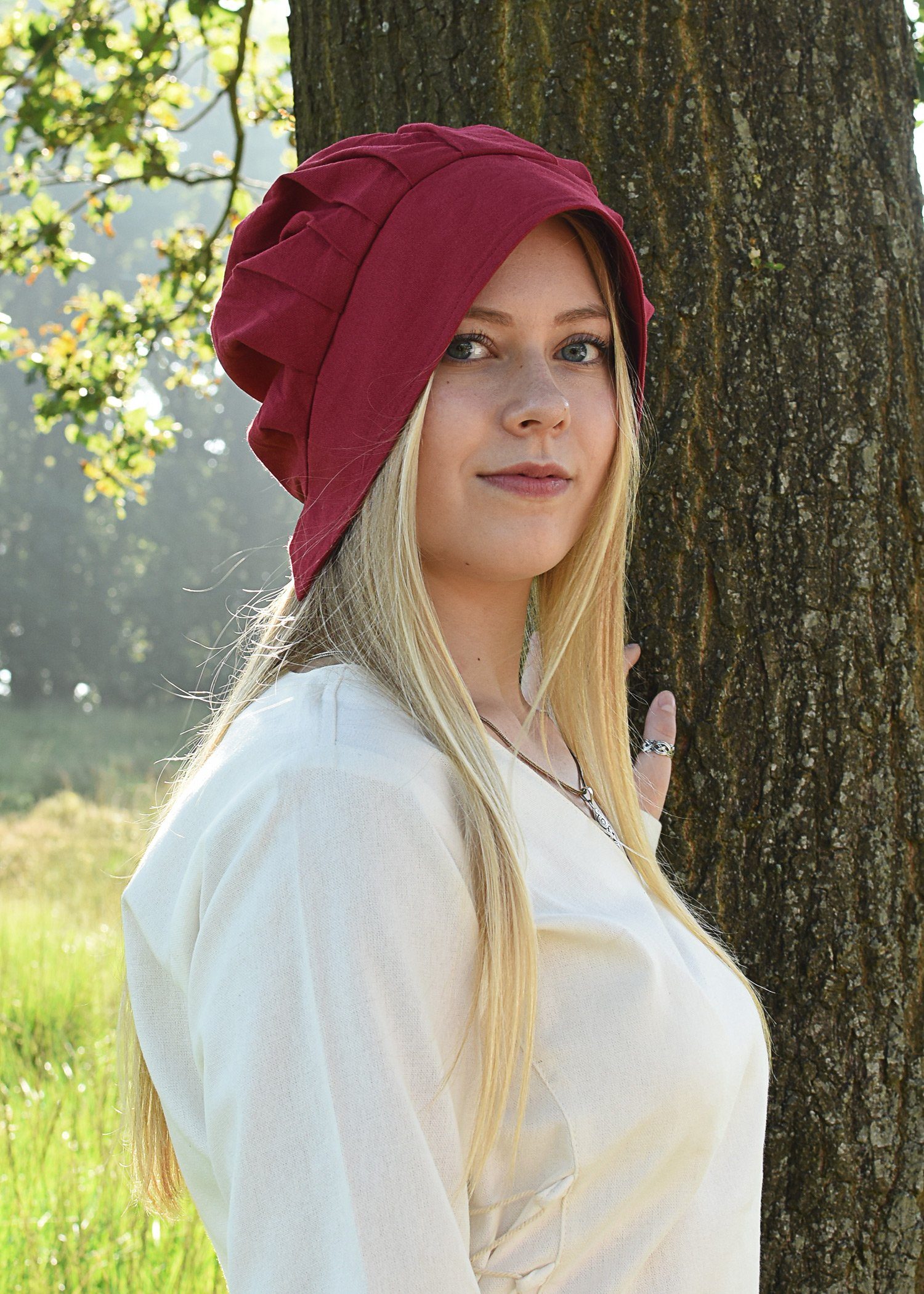 Battle Merchant Ritter-Kostüm Mittelalter Haube mit gelegten Falten, verschiedene Farben