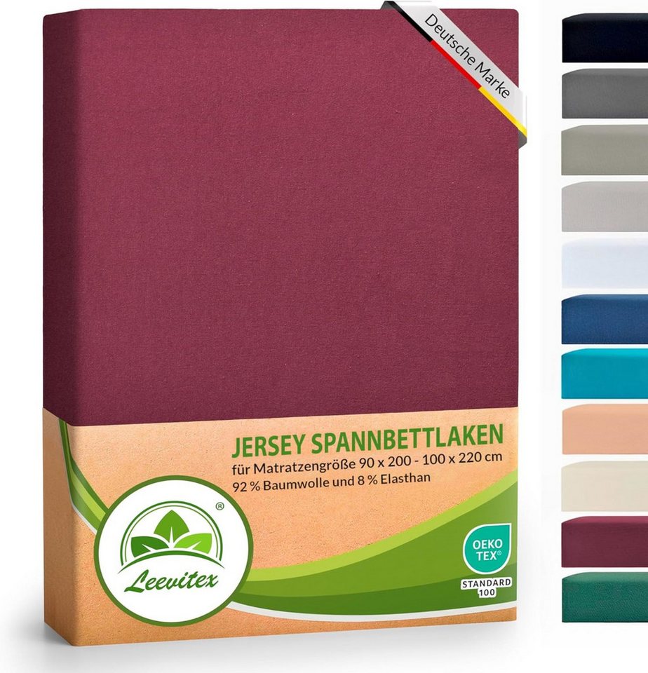 leevitex® Spannbettlaken Luxus, verschiedene Größen, Stoffgewicht 250 g/m², 40 cm Steghöhe, Jersey-Elasthan, Gummizug: rundum, (1 Stück), OEKO-TEX® Standard 100 Zertifikatsnummer 10.HTR.85321 zertifiziert
