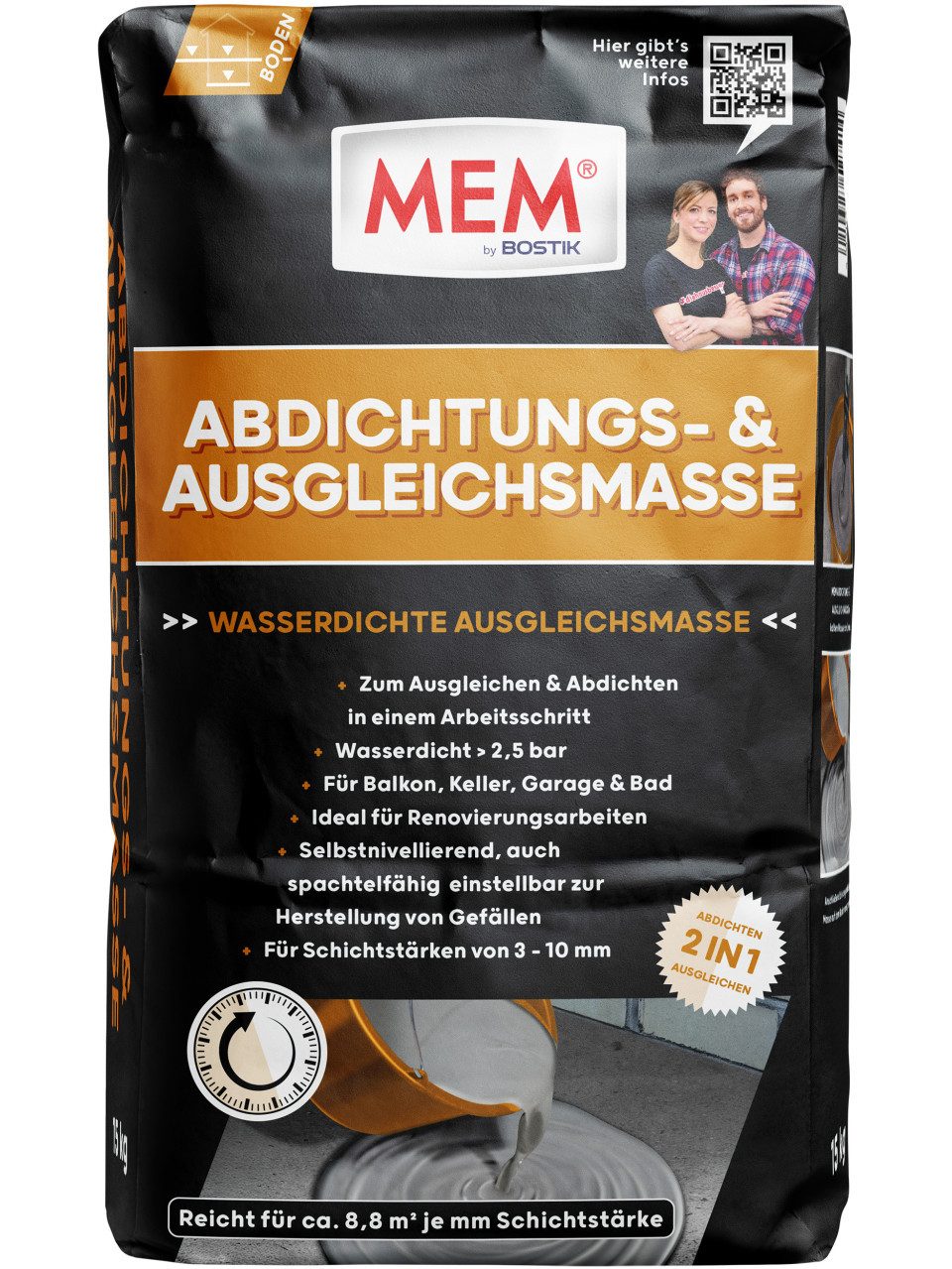 MEM Bauchemie Spachtelmasse MEM Abdichtungs- & Ausgleichmasse 15 kg