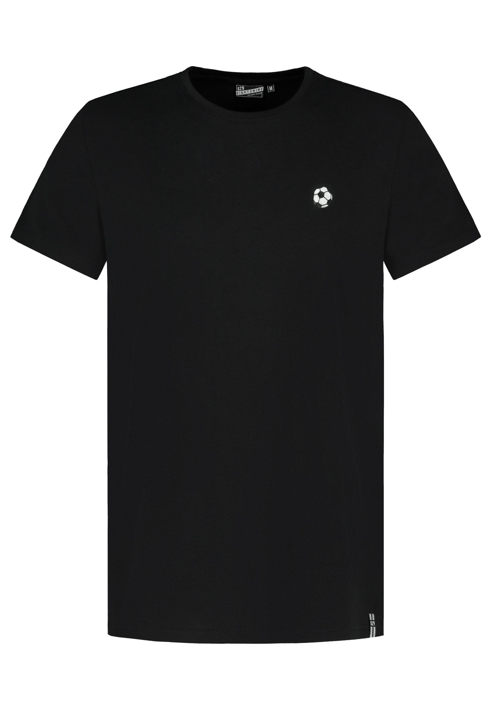 Eight2Nine T-Shirt Herren Basic Shirt Sportmotive Mini-Patch, Baumwollshirt