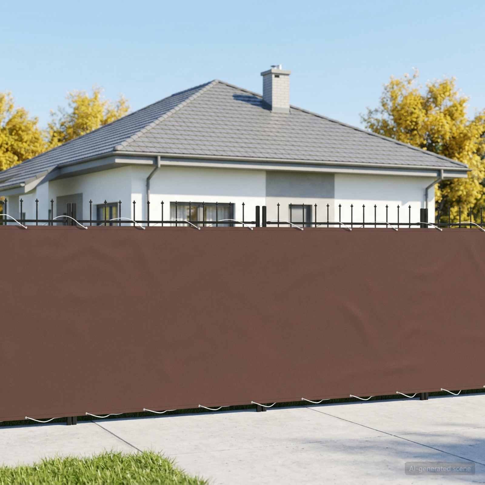 vidaXL Balkonsichtschutz Balkon Sichtschutz 150 x 500 cm Stoff mit PU-Beschichtung Braun (1-St)