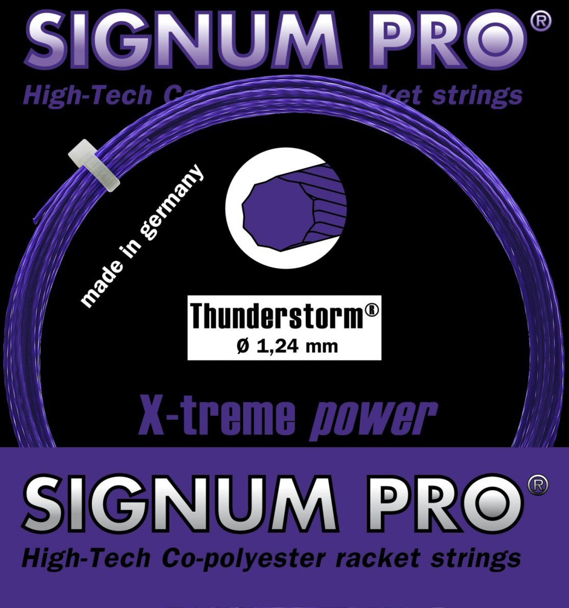 Signum Pro Tennissaite Thunderstorm (Haltbarkeit+Spin) violett 12m Set, Saitendicke: 1.30