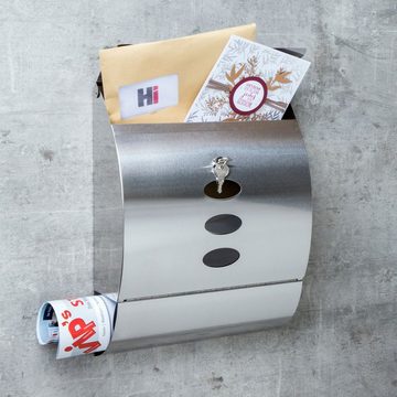 Gravidus Briefkasten Edelstahl Briefkasten mit Zeitungsfach & Einwurfklappe 30x12x40cm
