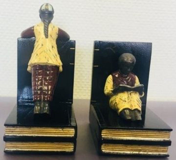 Casa Padrino Buchstütze Luxus Buchstützen Set Chinesische Männer Mehrfarbig 23 x 14 x H. 11 cm - Bronzefiguren auf dekorativen Holzbüchern