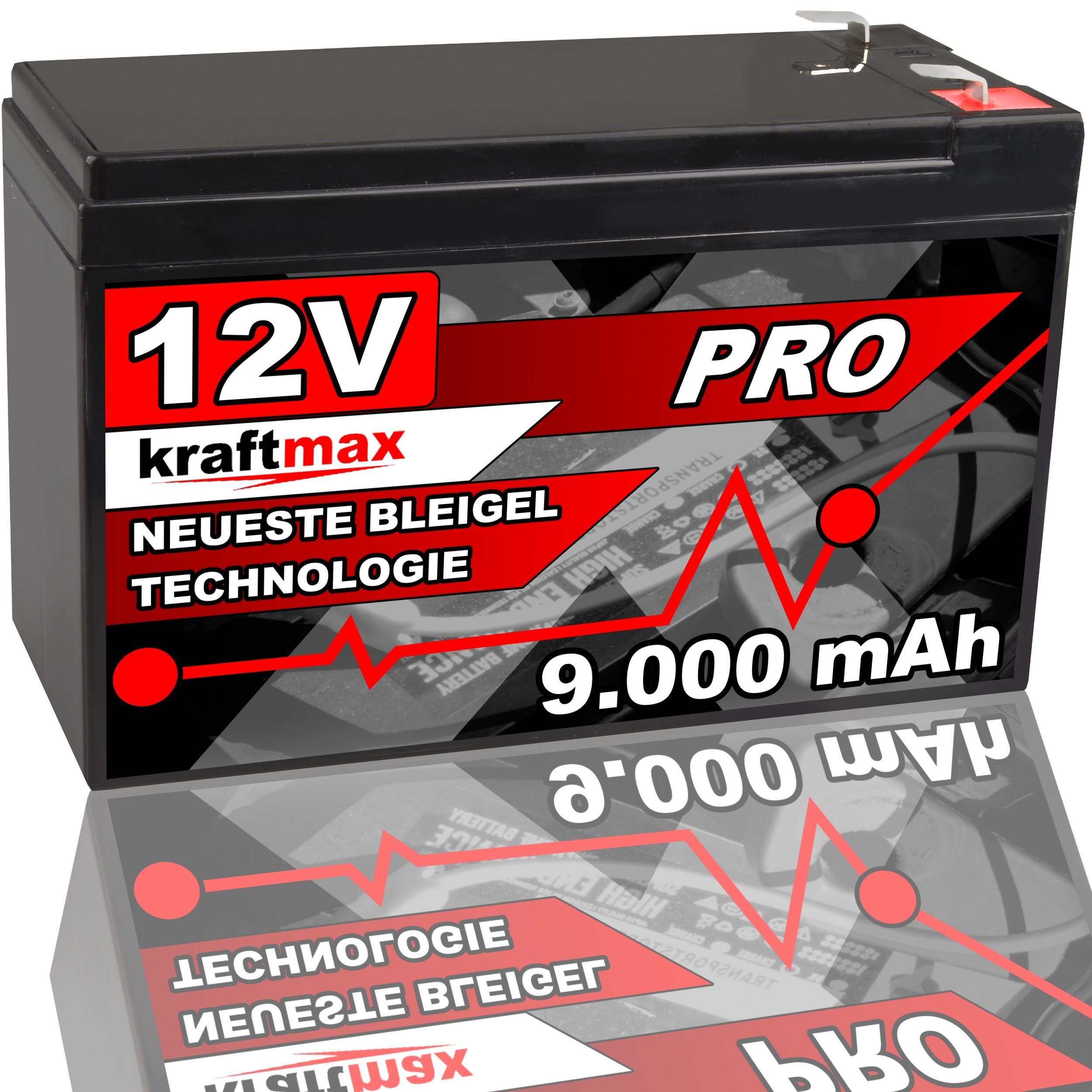 kraftmax Industrial Pro Bleiakku [ 12V / 9Ah ] AGM Hochleistungs- Blei Akku Свинцово-кислотные аккумуляторы