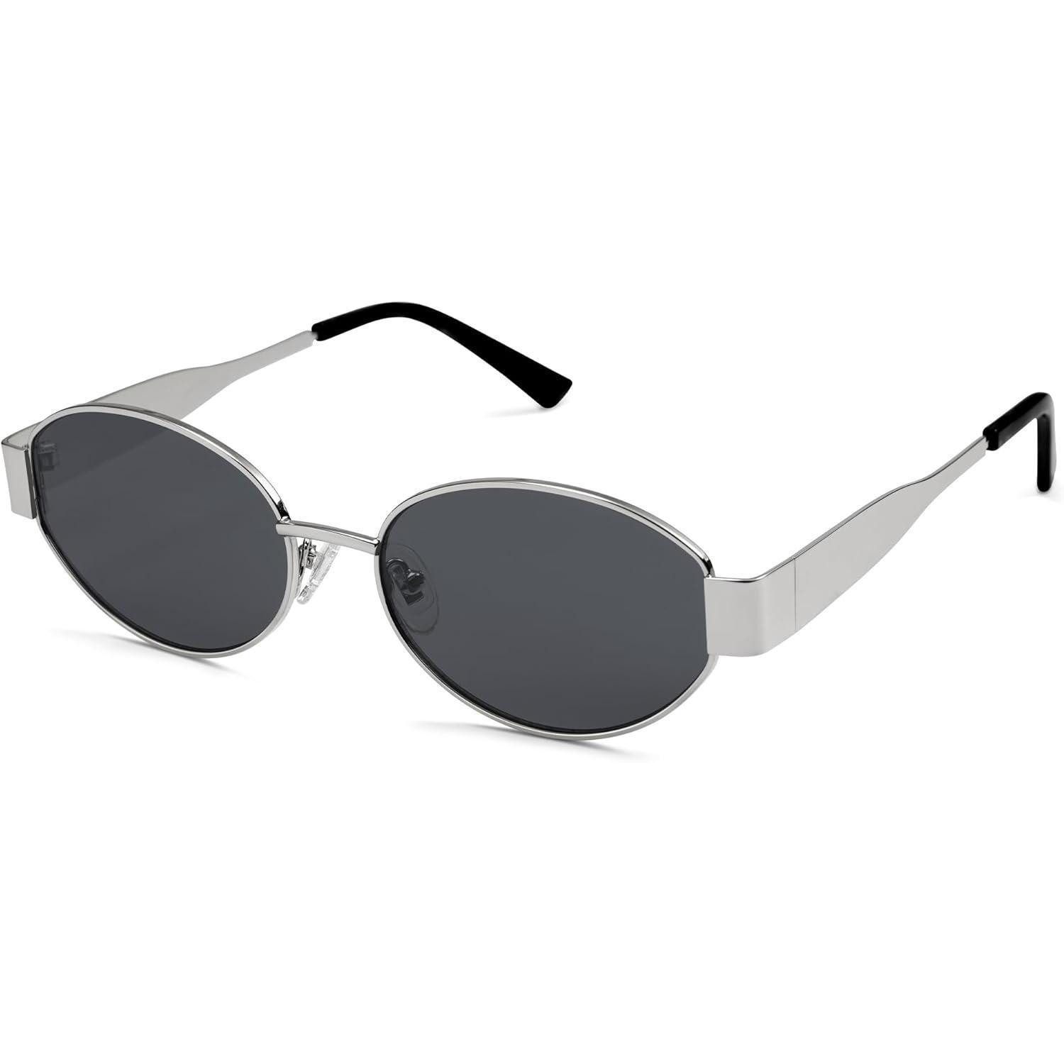 LuxusKollektion Retrosonnenbrille Sonnenbrille Retro Damen Herren Oval Metal UV400 SJ1217 Silbergrau