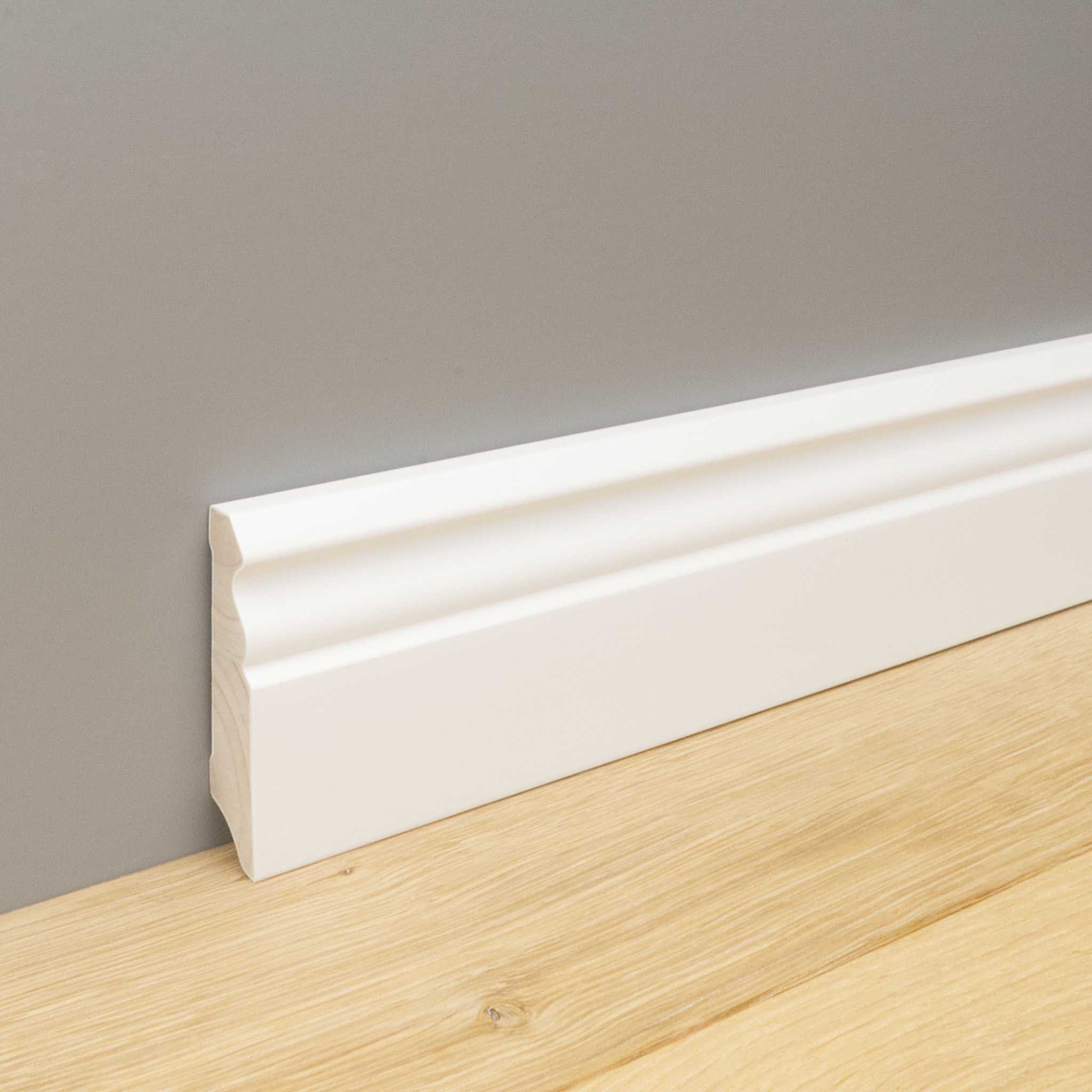 Trevendo Sockelleiste 24m Sockelleiste massiv altberliner Profil weiß lackiert 16x58x2400 mm, L: 240 cm