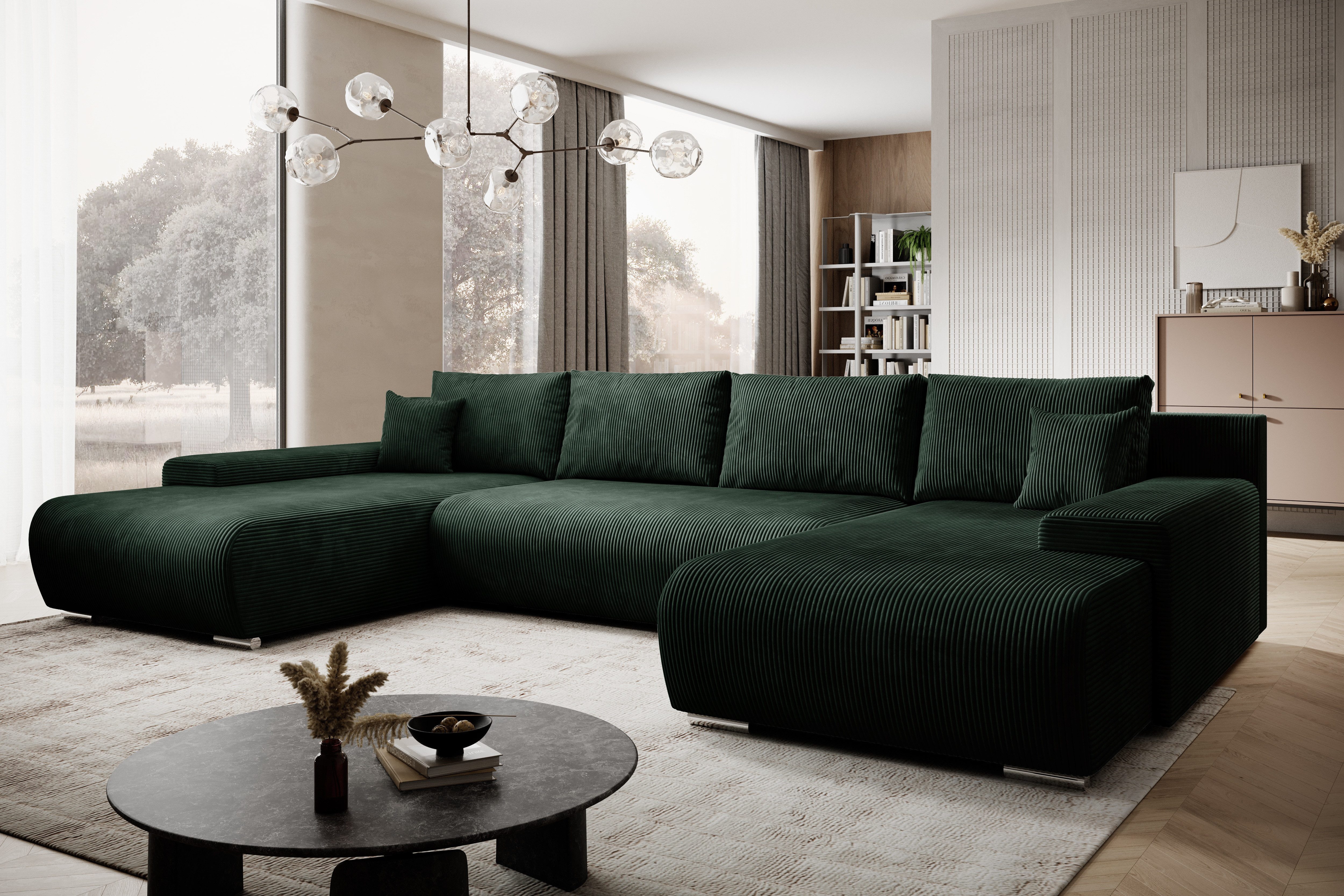 PROMETO Möbel Ecksofa Credo Ecksofa U-Form, mit Schlaffunktion und Bettkasten, U-Form Couch