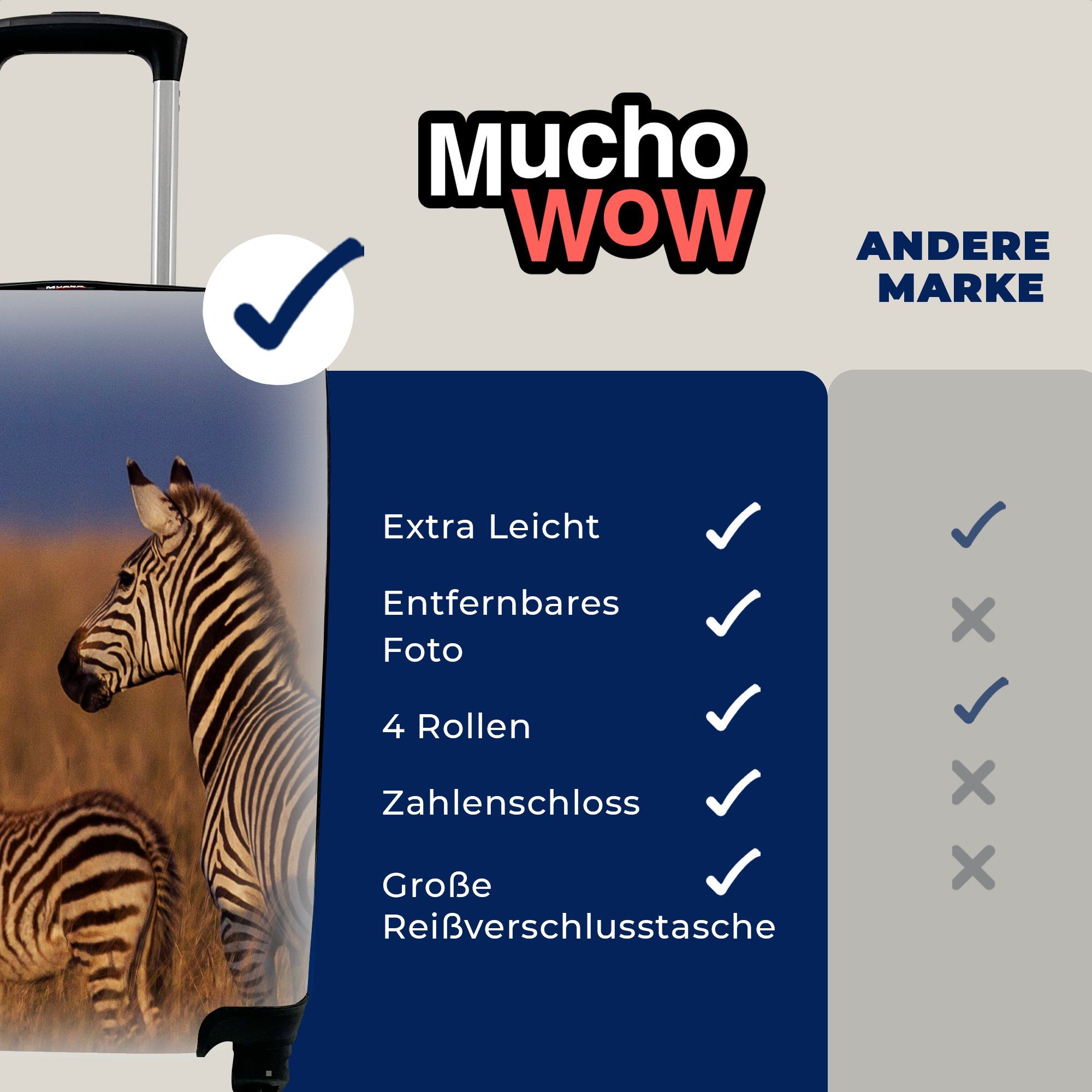 MuchoWow Handgepäckkoffer Mutter Ferien, rollen, Babyzebra, 4 Reisetasche Handgepäck und Rollen, für Reisekoffer Trolley, mit