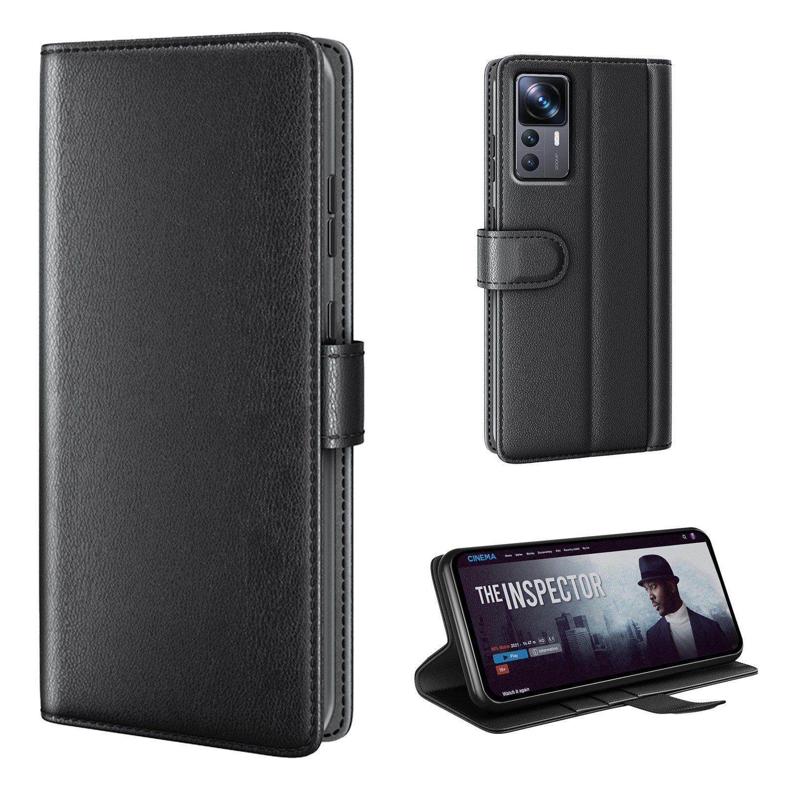 Tec-Expert Handyhülle Echtleder Hülle für Xiaomi 12T / 12T Pro 6.67 Zoll, 6.67", Cover Klapphülle Case mit Kartenfächern und Geldfach aufstellbar