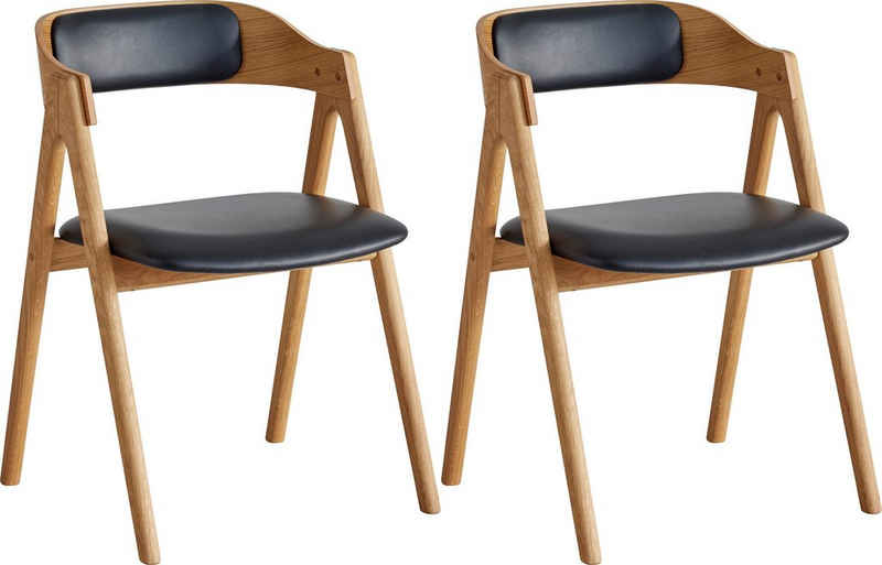 Hammel Furniture Holzstuhl Findahl by Hammel Mette (Set, 2 St), Massivholz, mit Sitz und Rückenpolster aus Leder