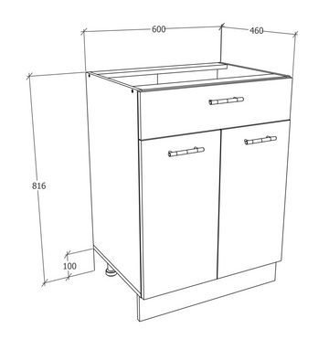 VCM Unterschrank Küchenschrank B 60 cm Unterschrank Schublade Esilo