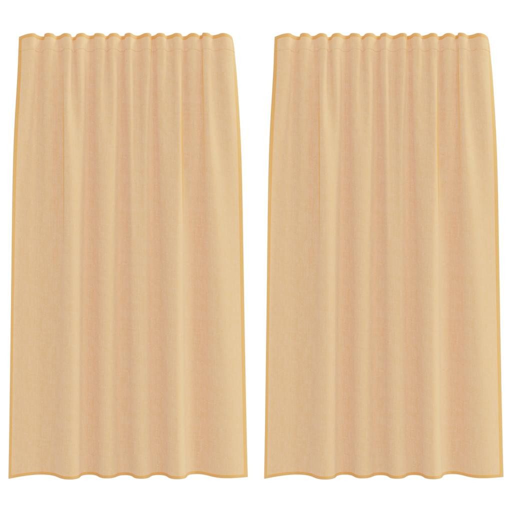 vidaXL Vorhang Voile Vorhänge mit Schlaufen 2 Stk. Sandfarbe 140x175 cm, (1 St)