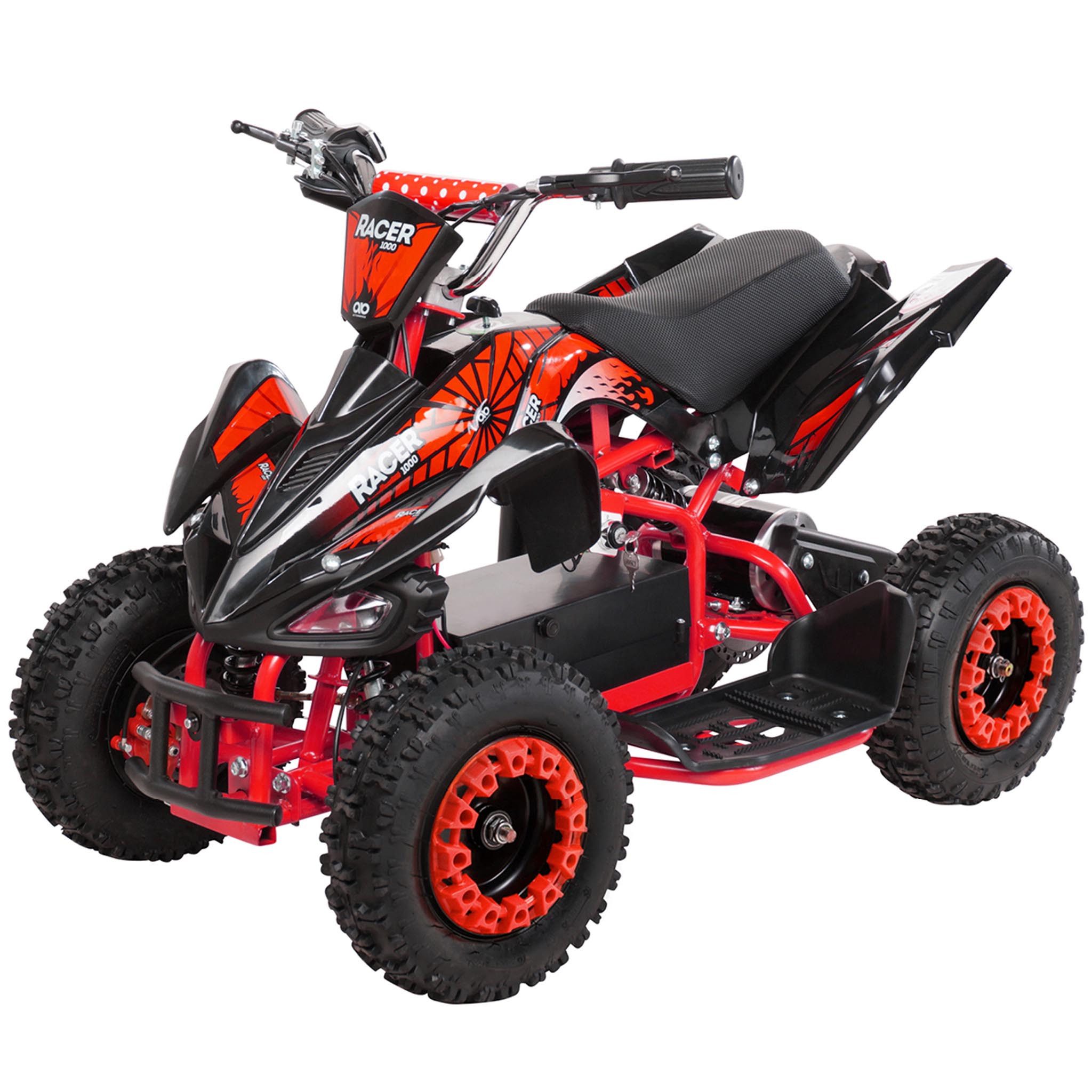 Actionbikes Motors Elektro-Kinderquad Kinder Elektroquad Racer 1000 W 36 V Mini Quad, Belastbarkeit 45 kg, (1-tlg), bis 50 kg - Scheibenbremsen - Safety Touch System Fußschalter