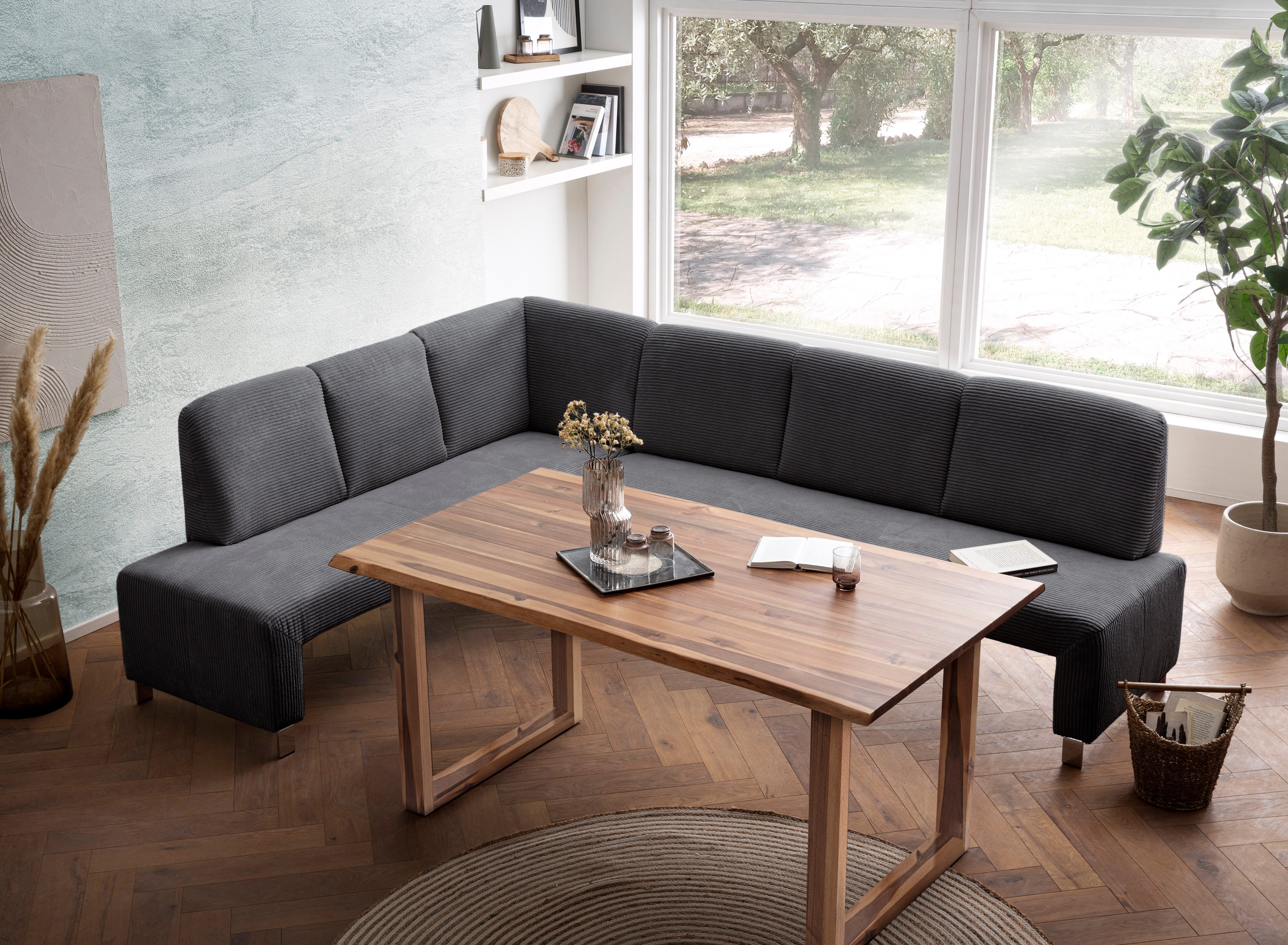 exxpo - sofa fashion Eckbank Intenso, modern, wahlweise in Leder oder Textil, 264/197 cm (B/T), hohe Bodenfreiheit, frei im Raum stellbar, hoher Sitzkomfort