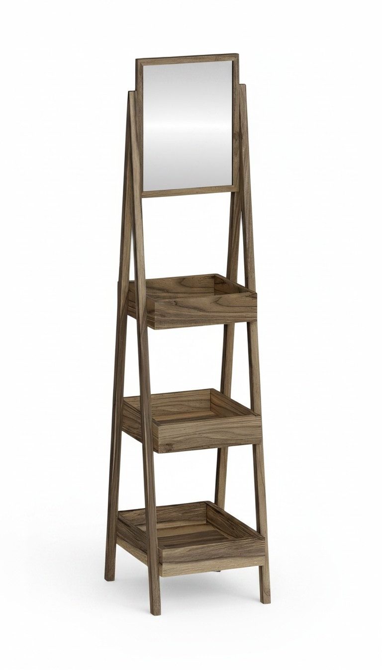 Xlmoebel Standspiegel Elegantes Holzregal mit Spiegel, modern und stilvoll (2-St), Made in Europa