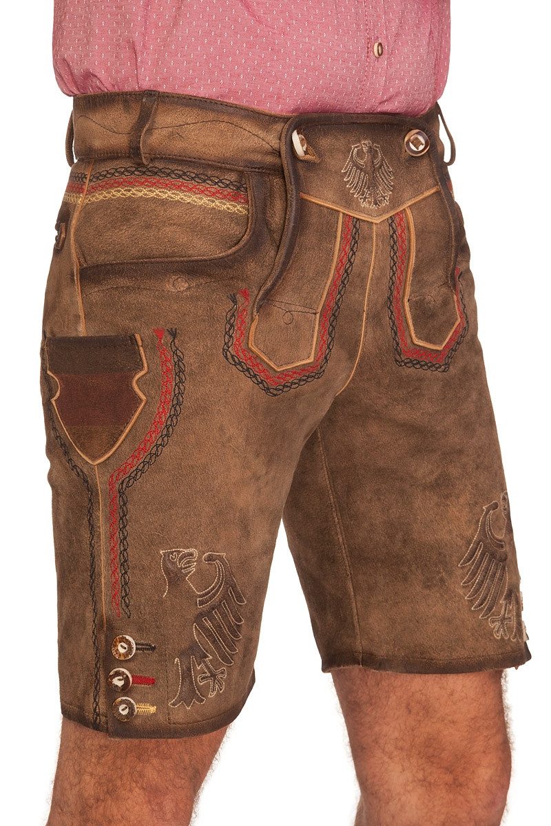 KRÜGER BUAM Trachtenlederhose Lederhose Herren kurz - DEUTSCHLAND - braun