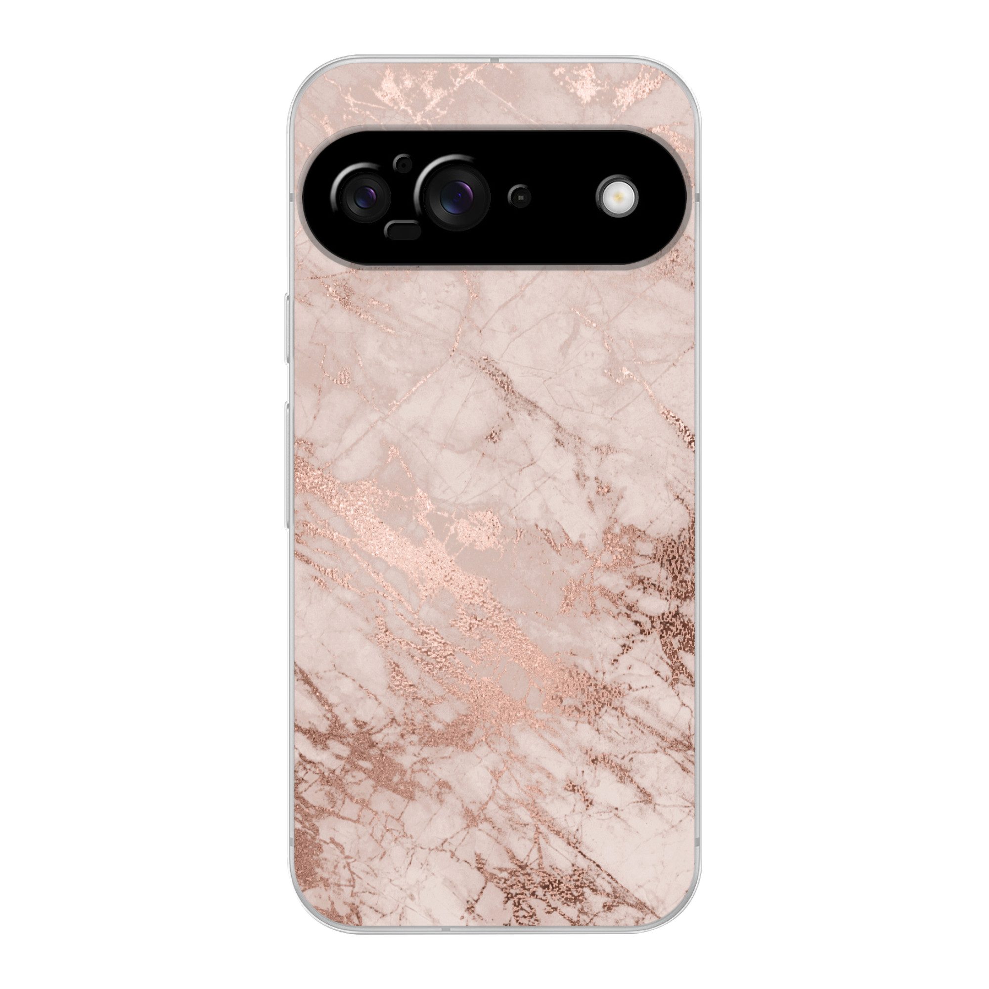 MuchoWow Handyhülle für Google Pixel 9 Marmor - Rosa - Luxus - Marmoroptik - Glitzer - Des, Handy Case, Silikon, Bumper Case Dünn