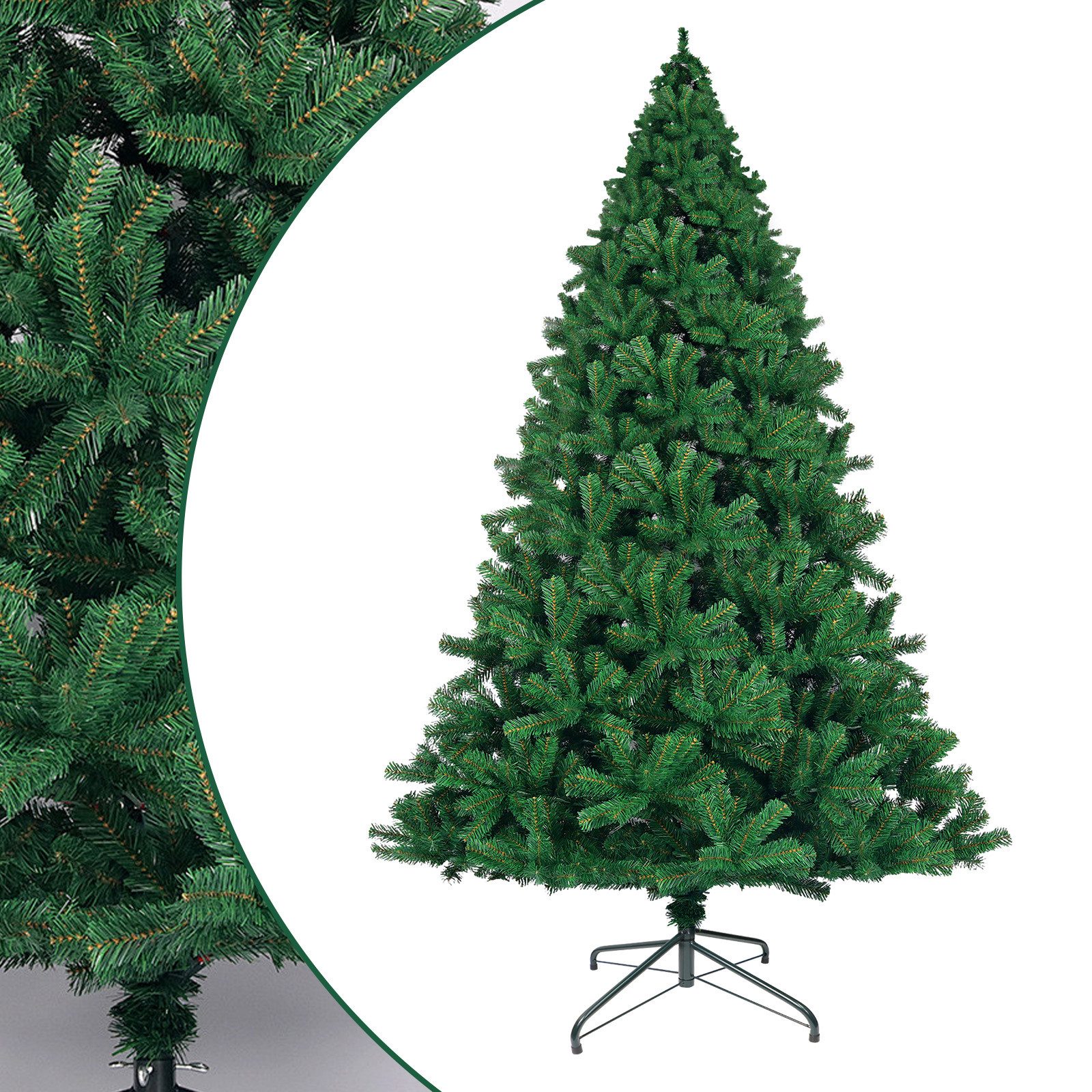 ZMH Künstlicher Weihnachtsbaum 210CM Grün-Weiß PVC- und Pe-Weihnachtsbäume Wohnzirmmer, hybrider automatischer Kupplungsbaum