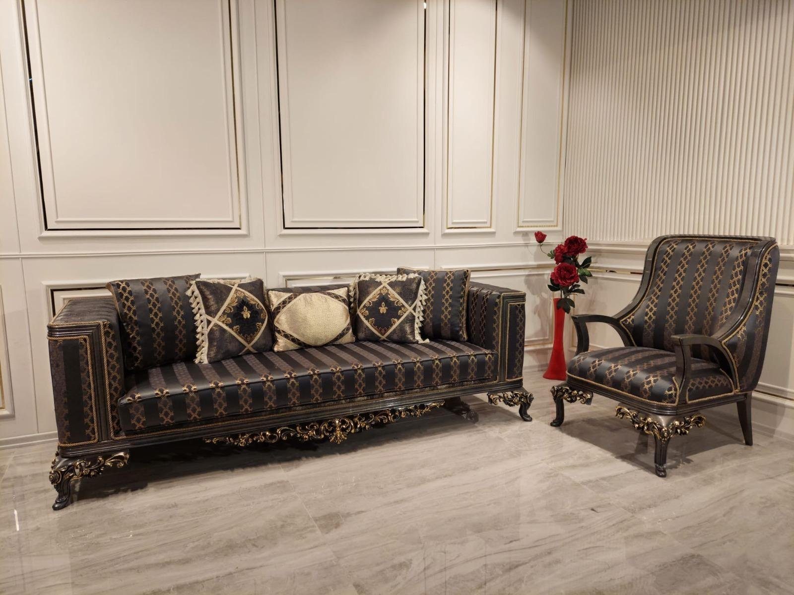 Set luxus braune 3+1 Sofa, Möbel JVmoebel Klassische Sitzer Sofagarnitur