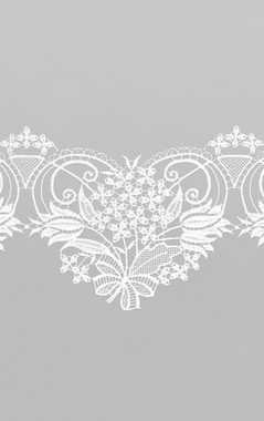 Scheibengardine Blütenherz, Plauener Spitze®, (1 St), transparent, HxB 13x48cm