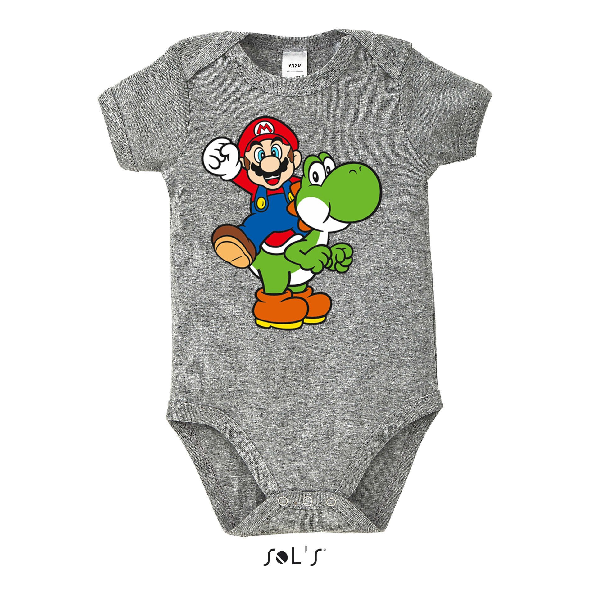 Blondie & Brownie Strampler Kinder, Baby, Jungen und Mädchen Yoshi & Mario Logo Print