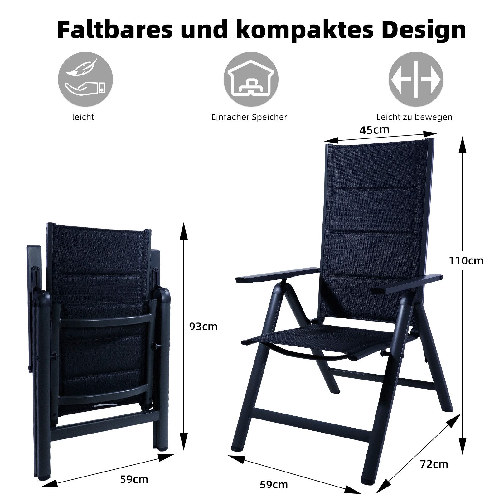 CCLIFE Klappstuhl Gartenstühle Klappstuhl Balkonstuhl Gartenmöbel günstig online kaufen