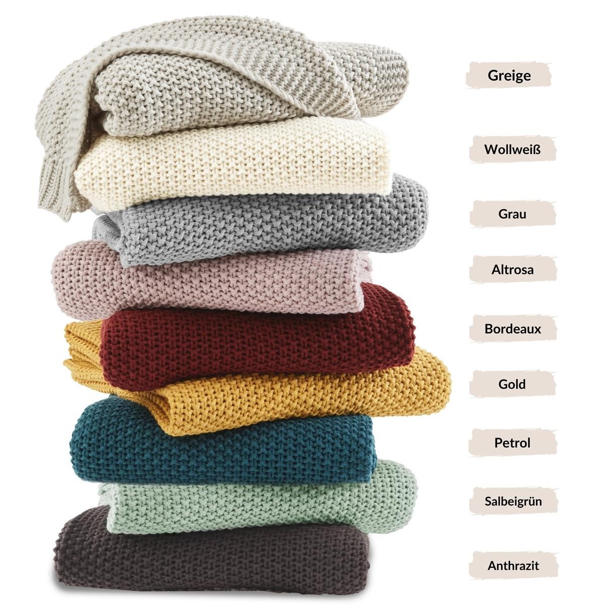 Wohndecke Strickdecke 130x170 Kuscheldecke Wohnzimmer Flauschige Kuschel Decke, Carpe Sonno, OEKO-TEX Wohnzimmerdecke Strick - Kissenbezug passend erhältlich – Bild 5 von 5