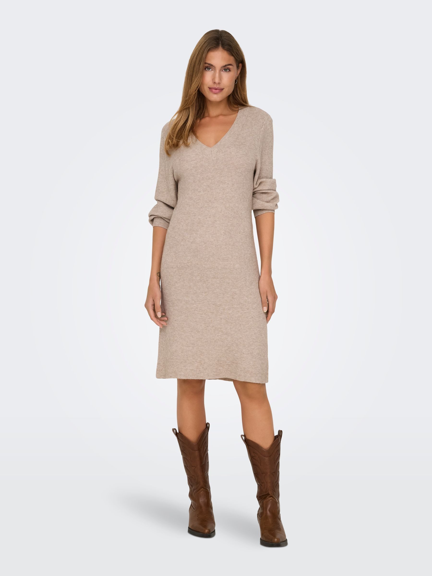 ONLY Strickkleid ONLKATIA LS V-NECK DRESS günstig online kaufen