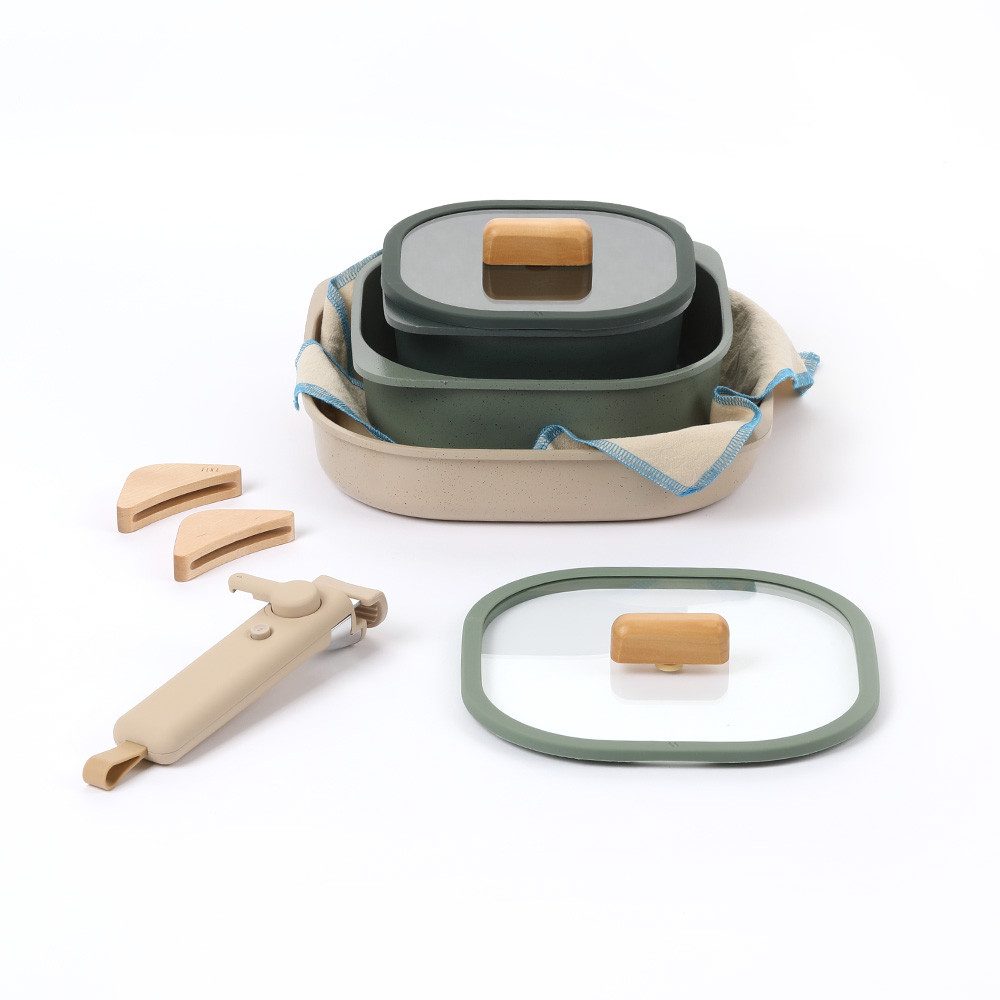 NEOFLAM® Topf-Set FIKA Objet Comfort Topf & Pfannenset, 7tlg., grün, (7-tlg)