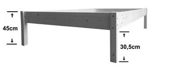 LIEGEWERK Massivholzbett Erhöhtes Bett Seniorenbett Holz Holzbett Bettgestell