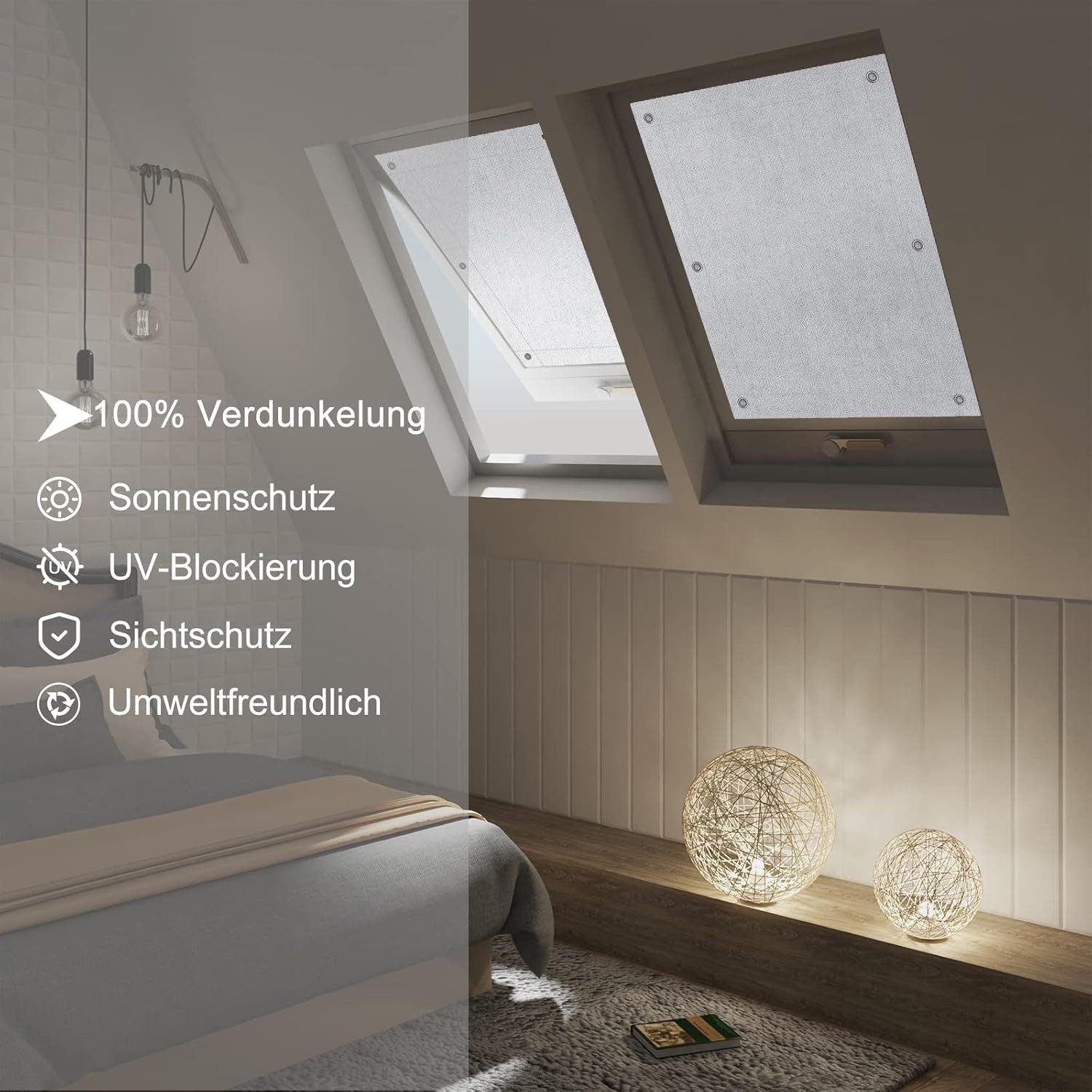 Dachfensterrollo, Woltu, 1x Thermorollo Dachfenster ohne Bohren, mit Saugnapf