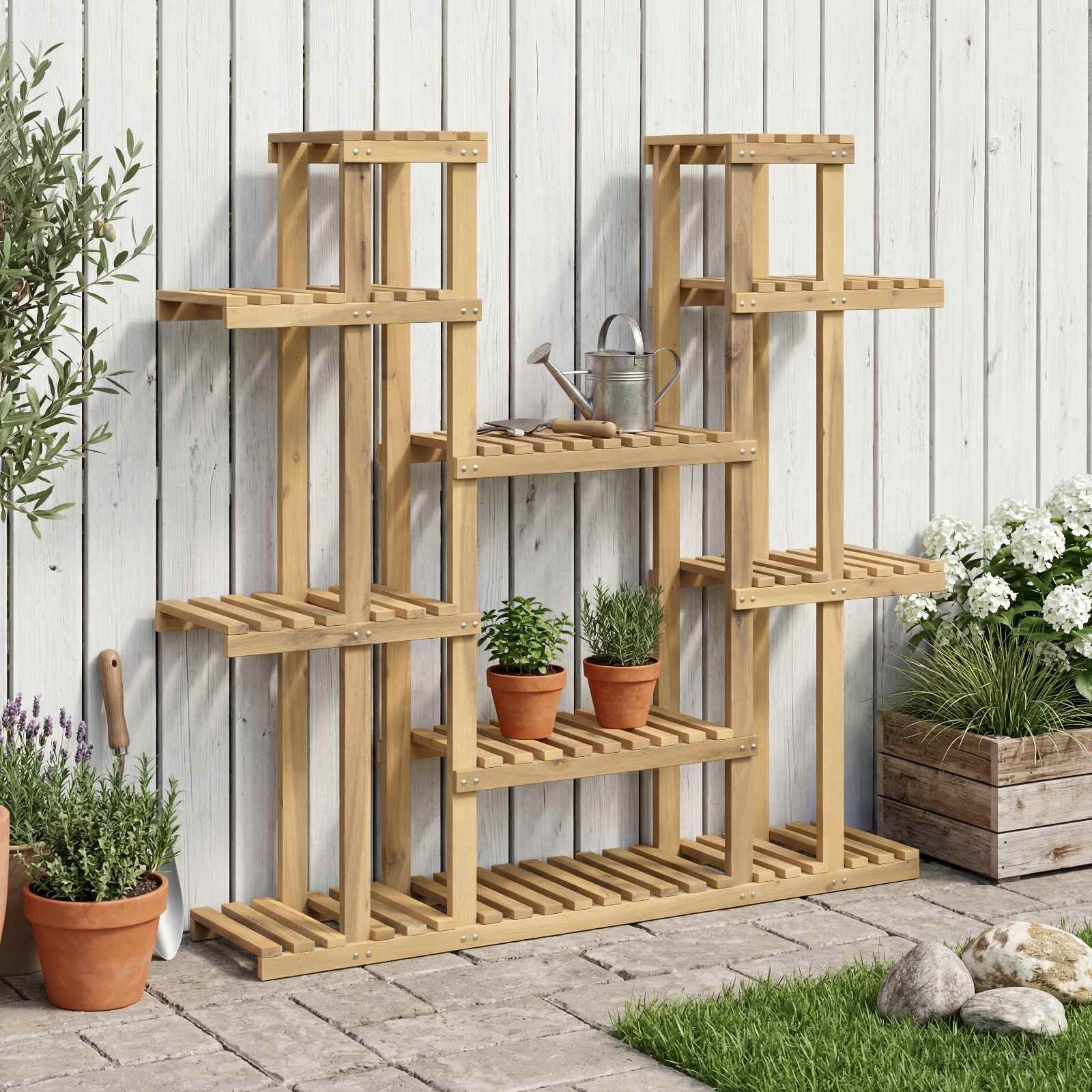 vidaXL Blumenständer Pflanzenständer Weiß 123 x 25 x 114,5 cm Massivholz (1 St)
