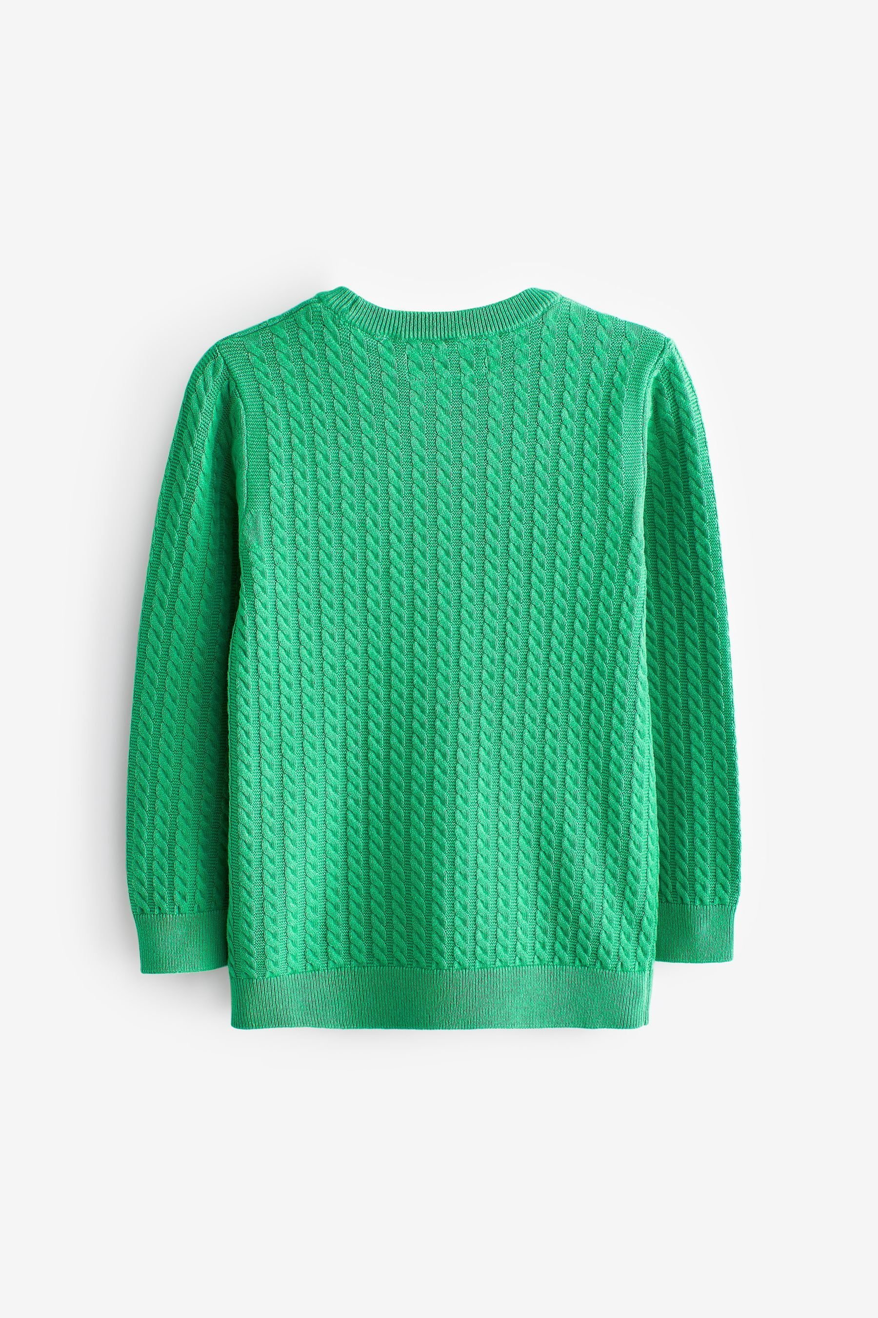 Next Green Zopfstrick Rundhalsausschnitt Rundhalspullover Jade Pullover im mit (1-tlg)