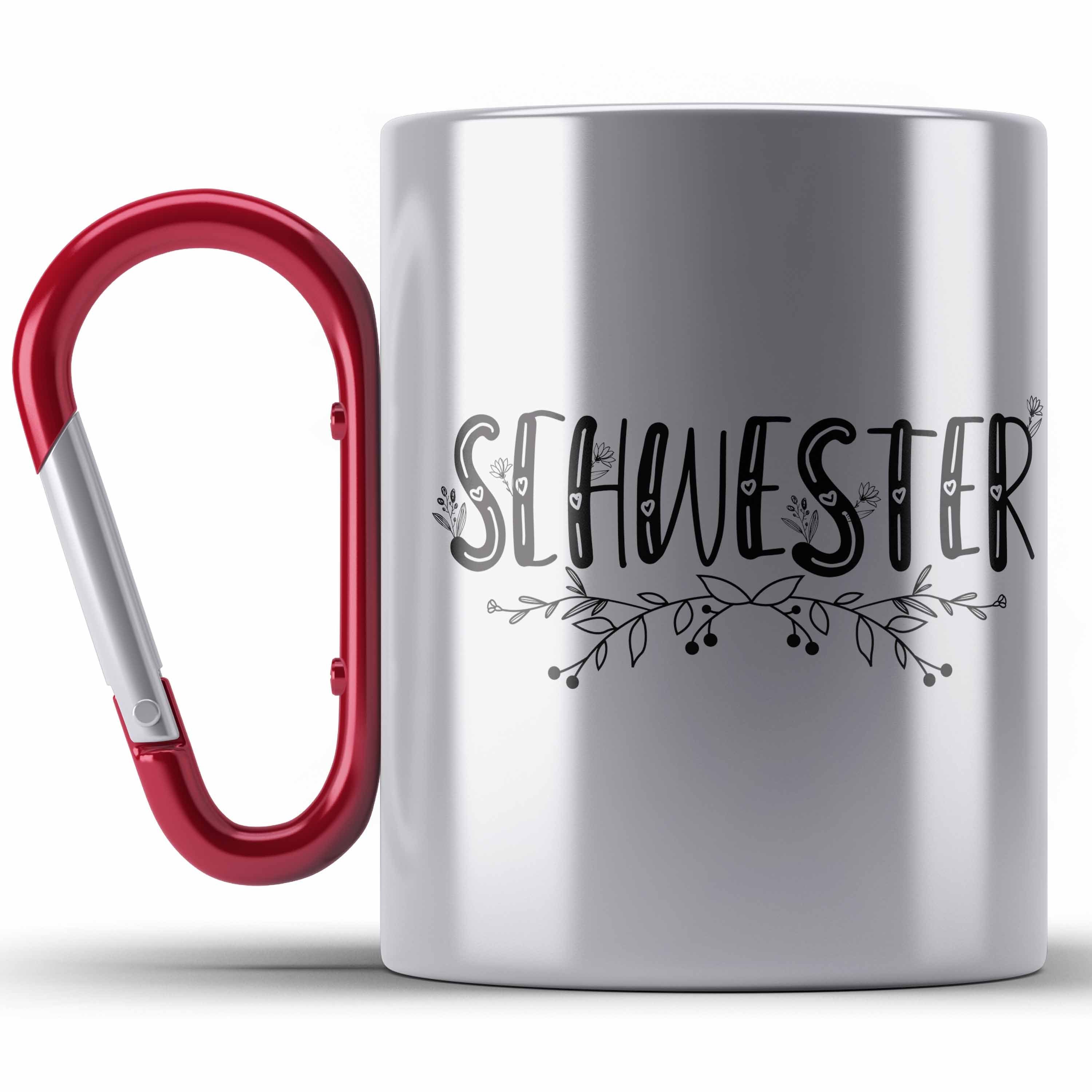 Trendation Thermotasse Lieblingsschwester Edelstahl Tasse Geschenk für Schwester Spruch Schwe Rot