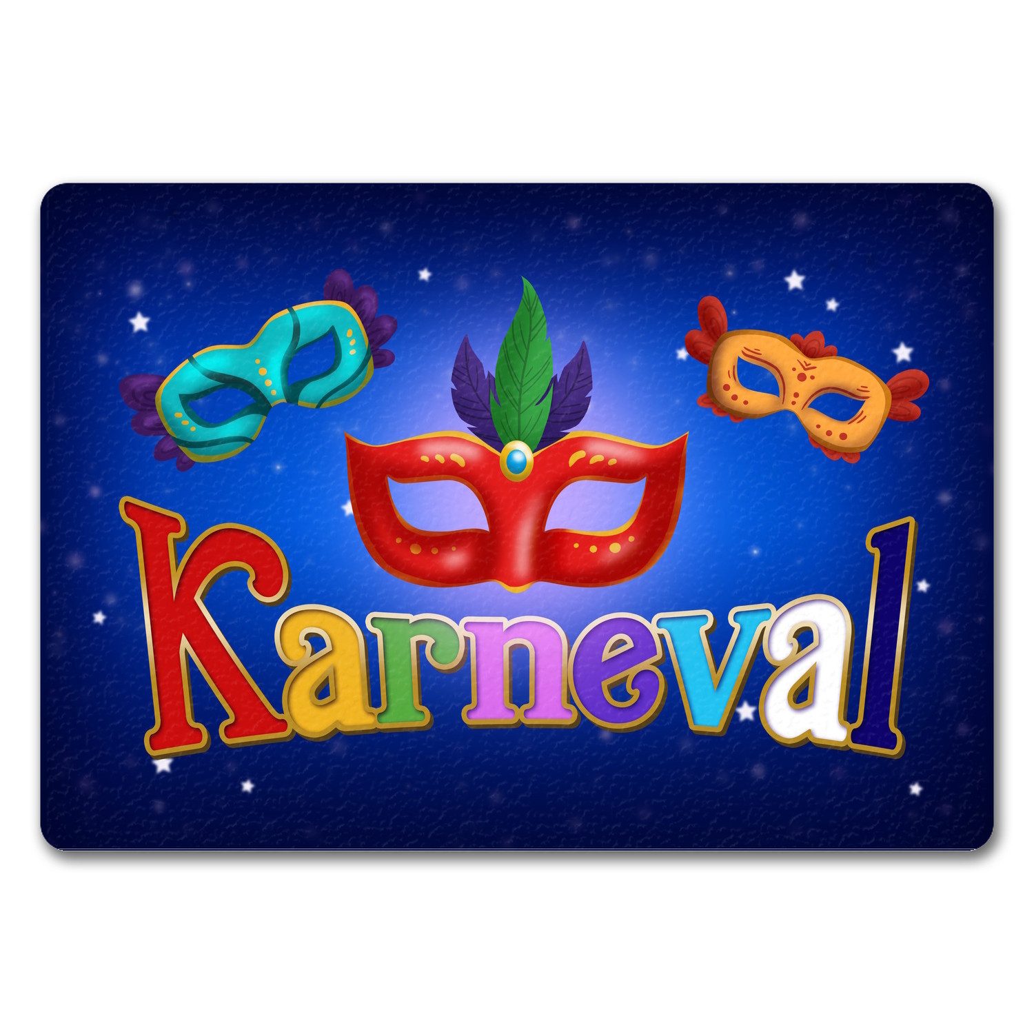 Fußmatte Kölner Karneval Fußmatte in 35x50 cm ohne Rand mit bunten Masken