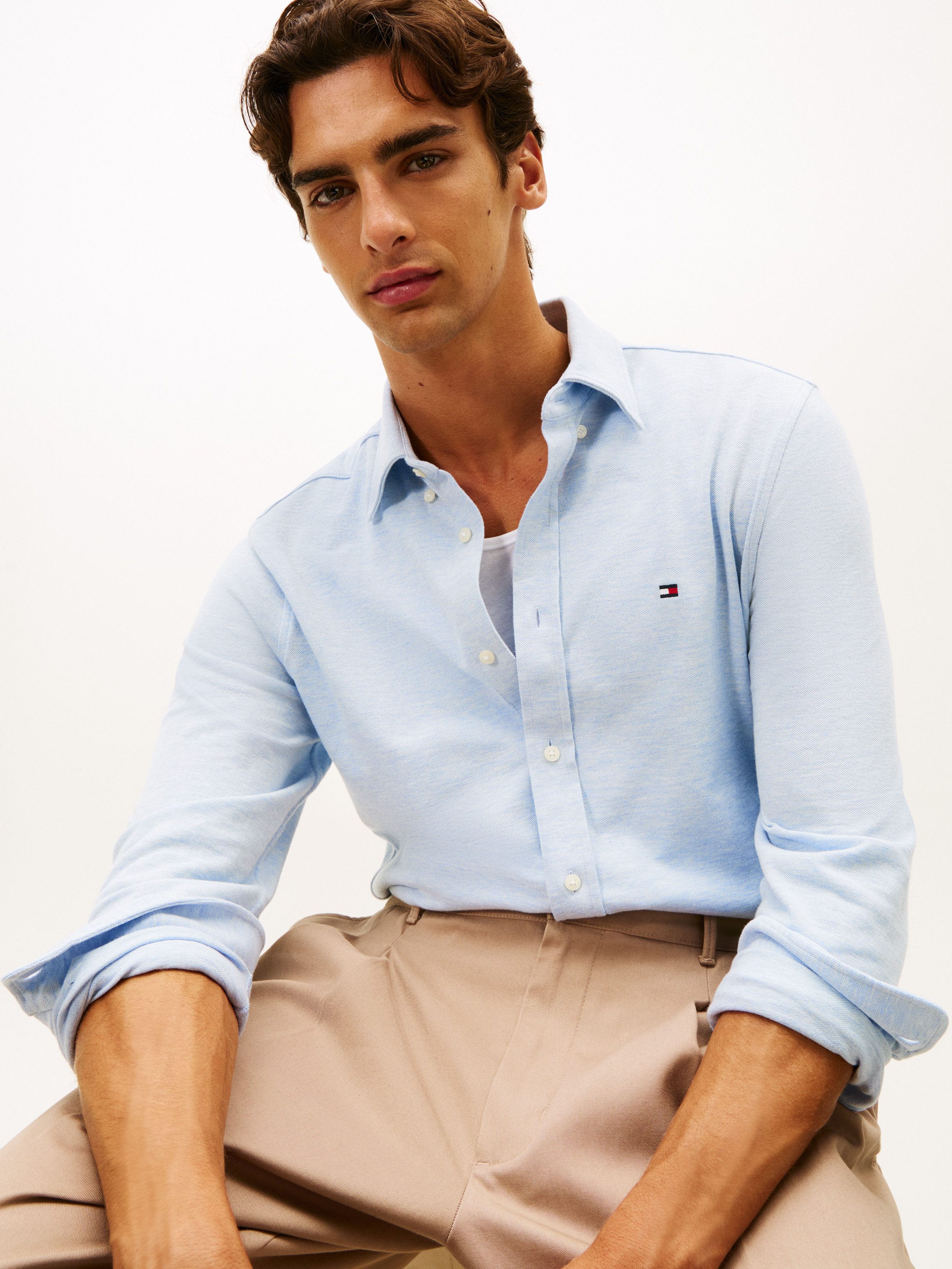 Tommy Hilfiger Langarmhemd KNIT PIQUE FEATHERWEIGHT