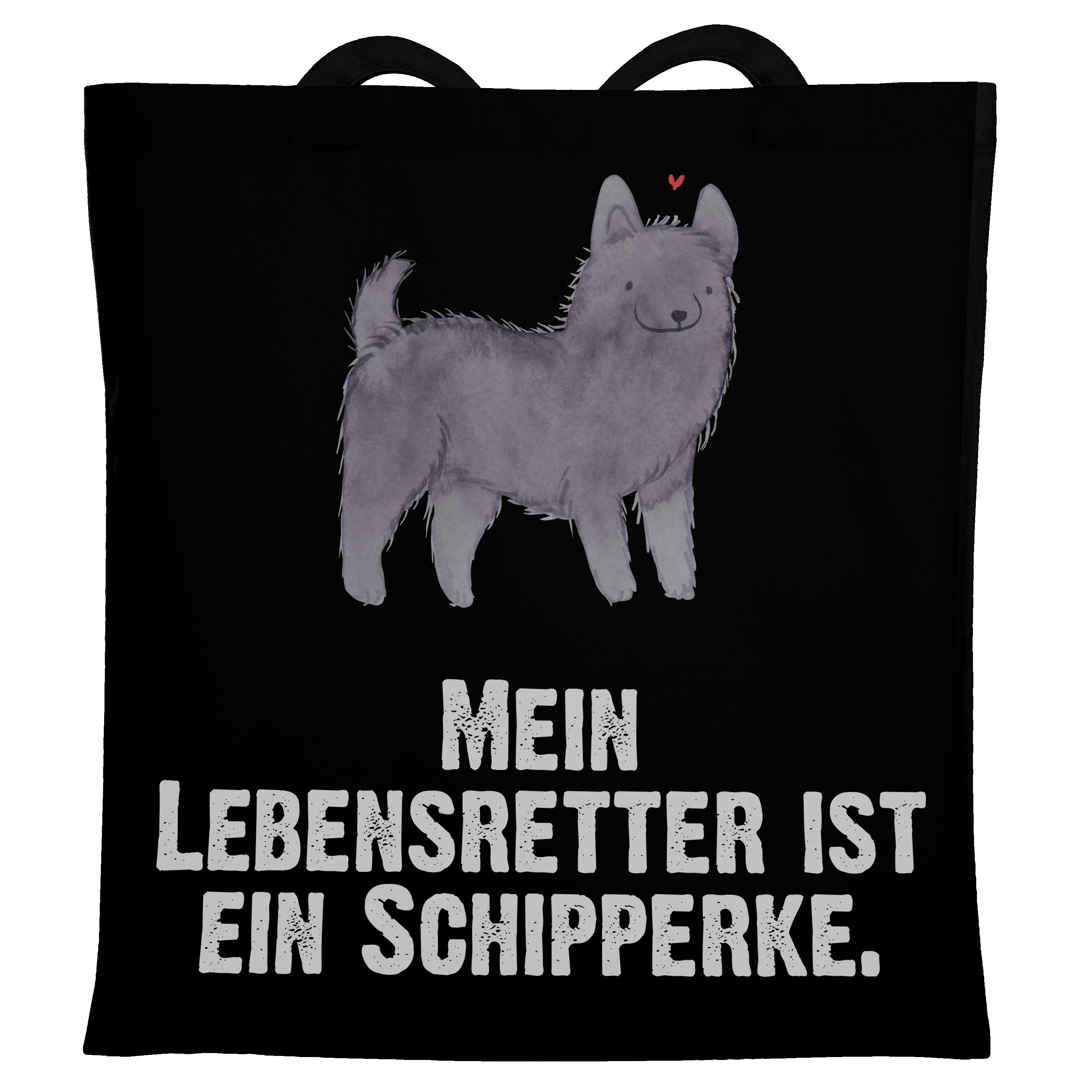 Mr. & Mrs. Panda Tragetasche Schipperke Lebensretter - Schwarz - Geschenk, Jutebeutel, Beuteltasch (1-tlg)