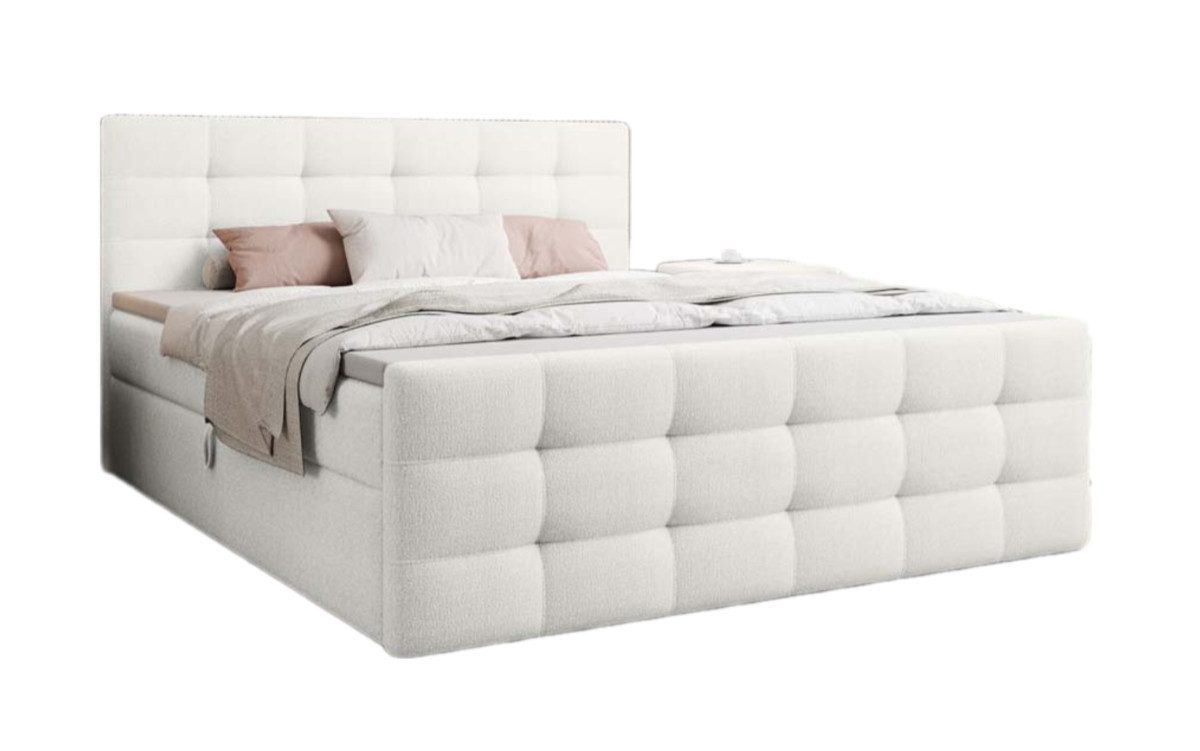 Luxusbetten24 Boxspringbett Luxor in Bouclé, mit Stauraum